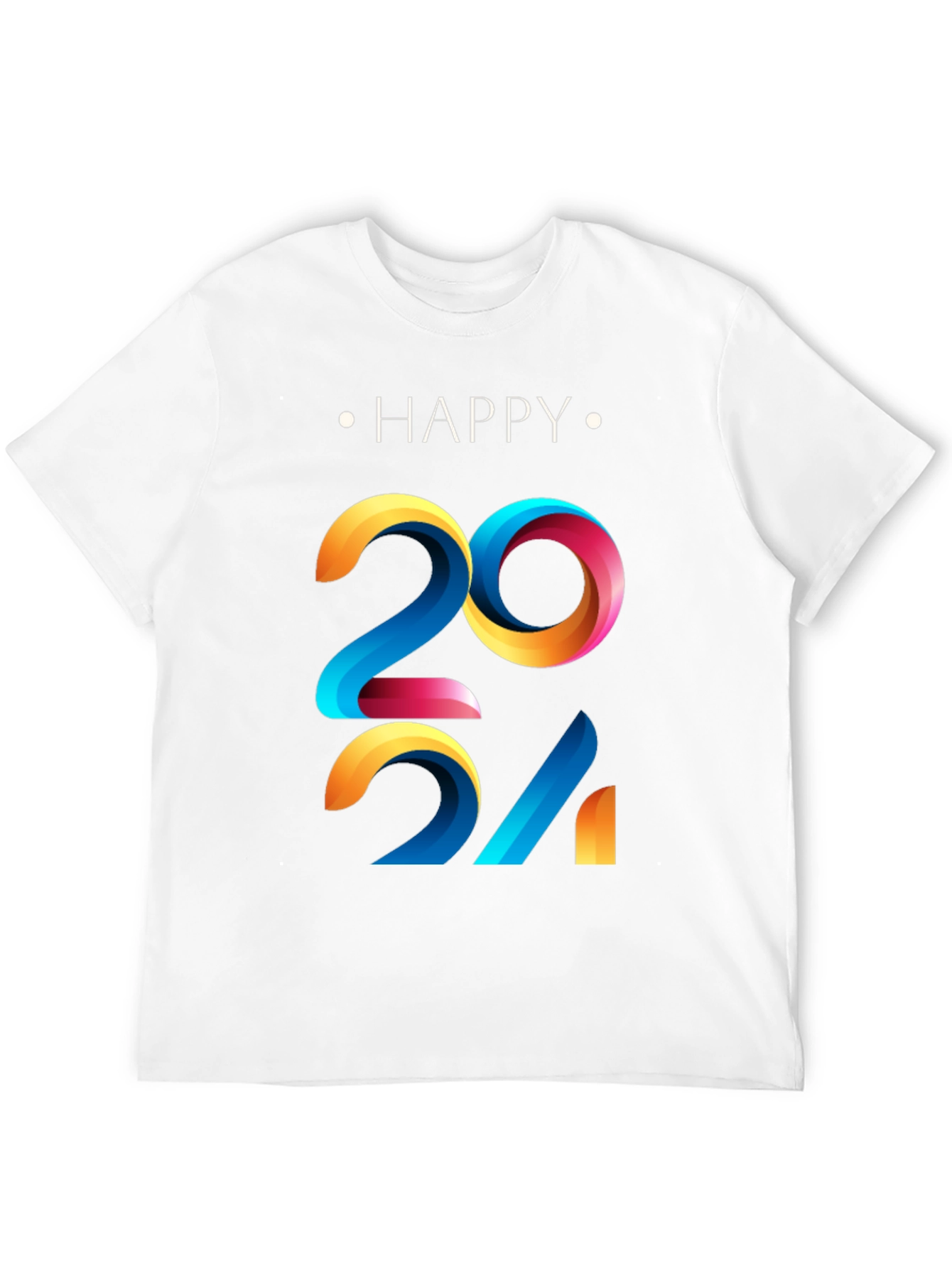 Black Happy 2024 Graphic Print Black T-Shirt view 12