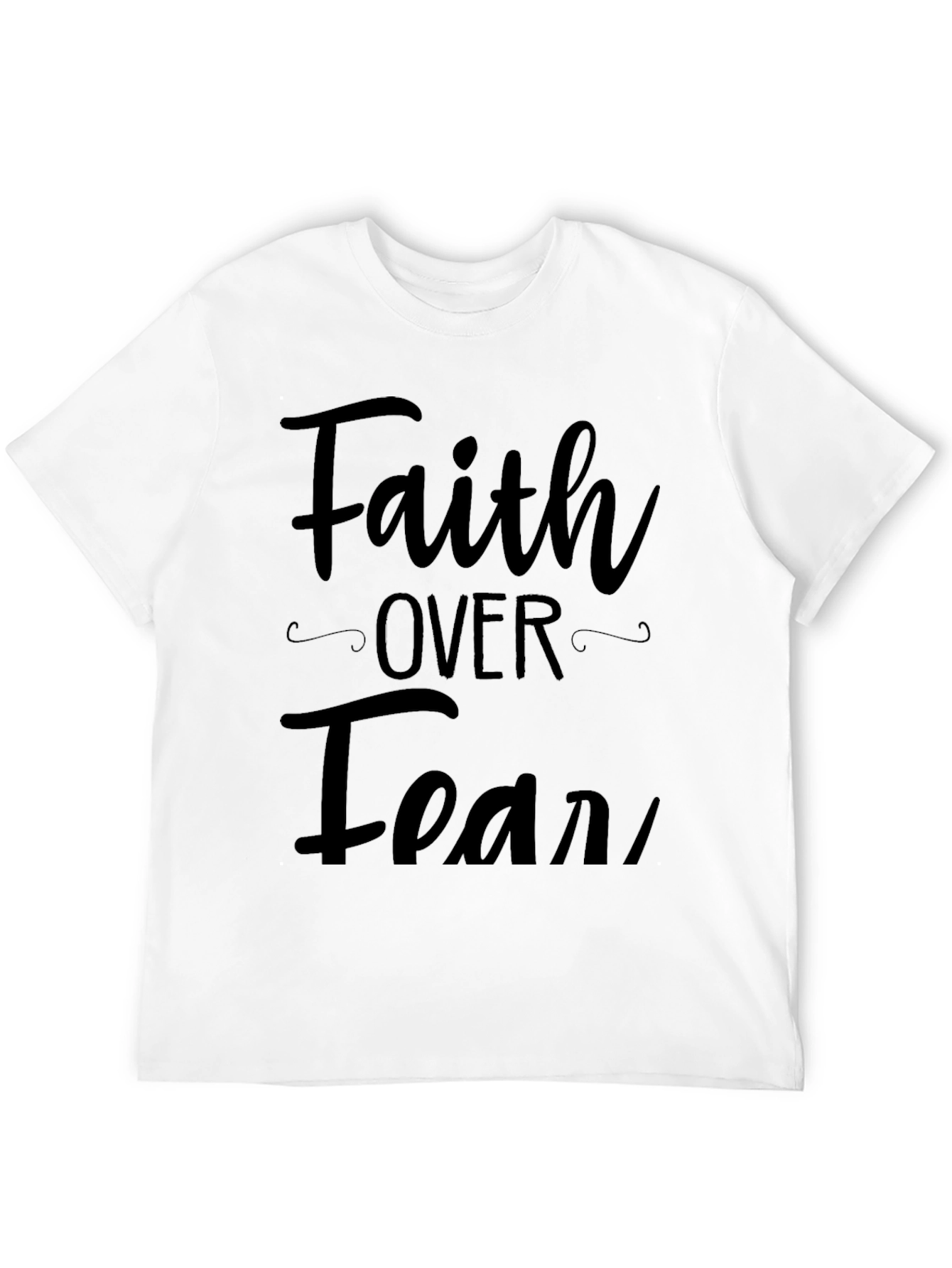 Black Faith Over Fear Graphic T-Shirt, Mens Casual Top view 12