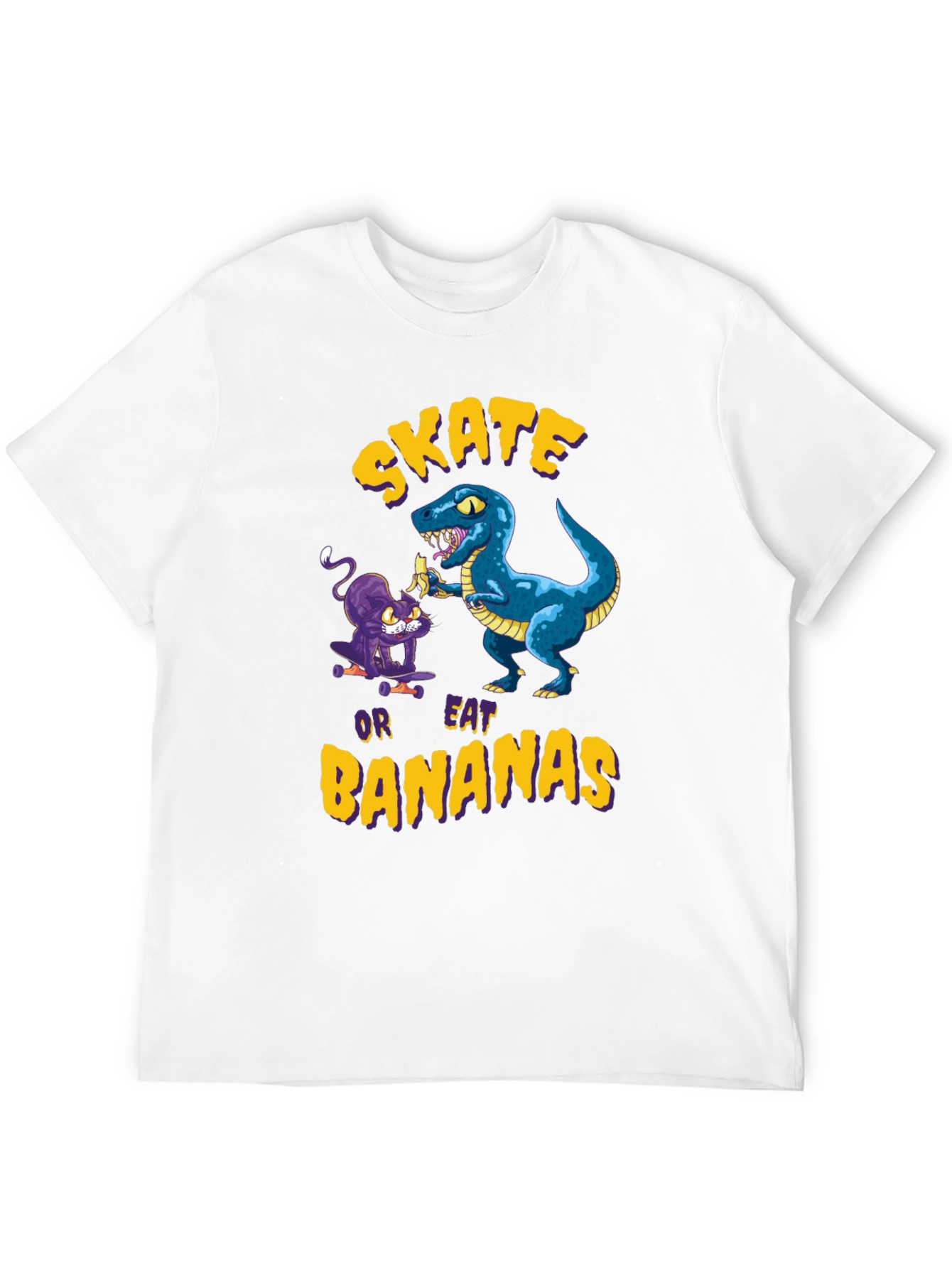 Black Skate or Eat Bananas Graphic Tee - Quirky Novelty T-Shirt view 12