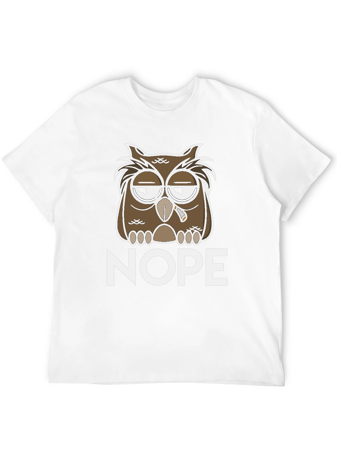 Black Nope Owl Graphic Tee - Funny Casual T-Shirt view 12