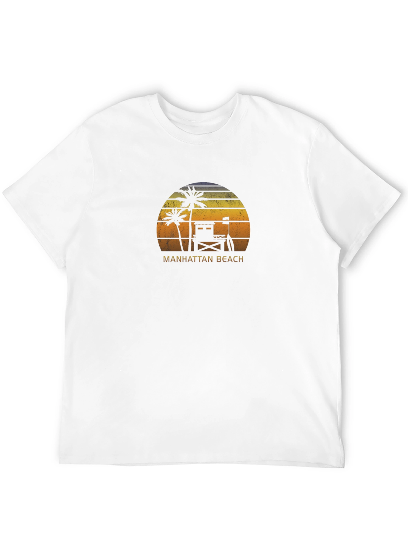 Black Manhattan Beach Retro Sunset Black T-Shirt view 12