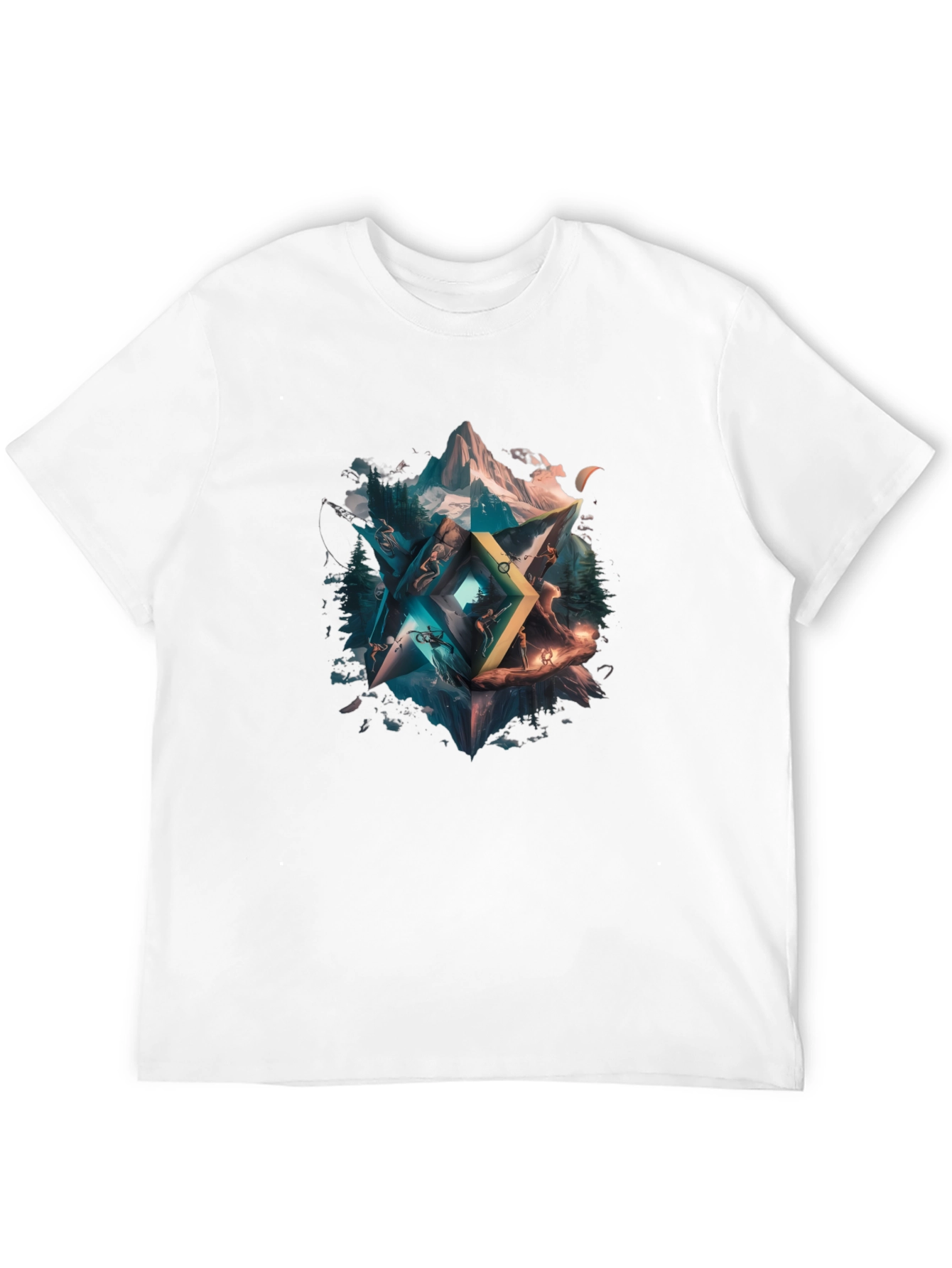 Black Geometric Nature T-Shirt - Unisex Design view 12