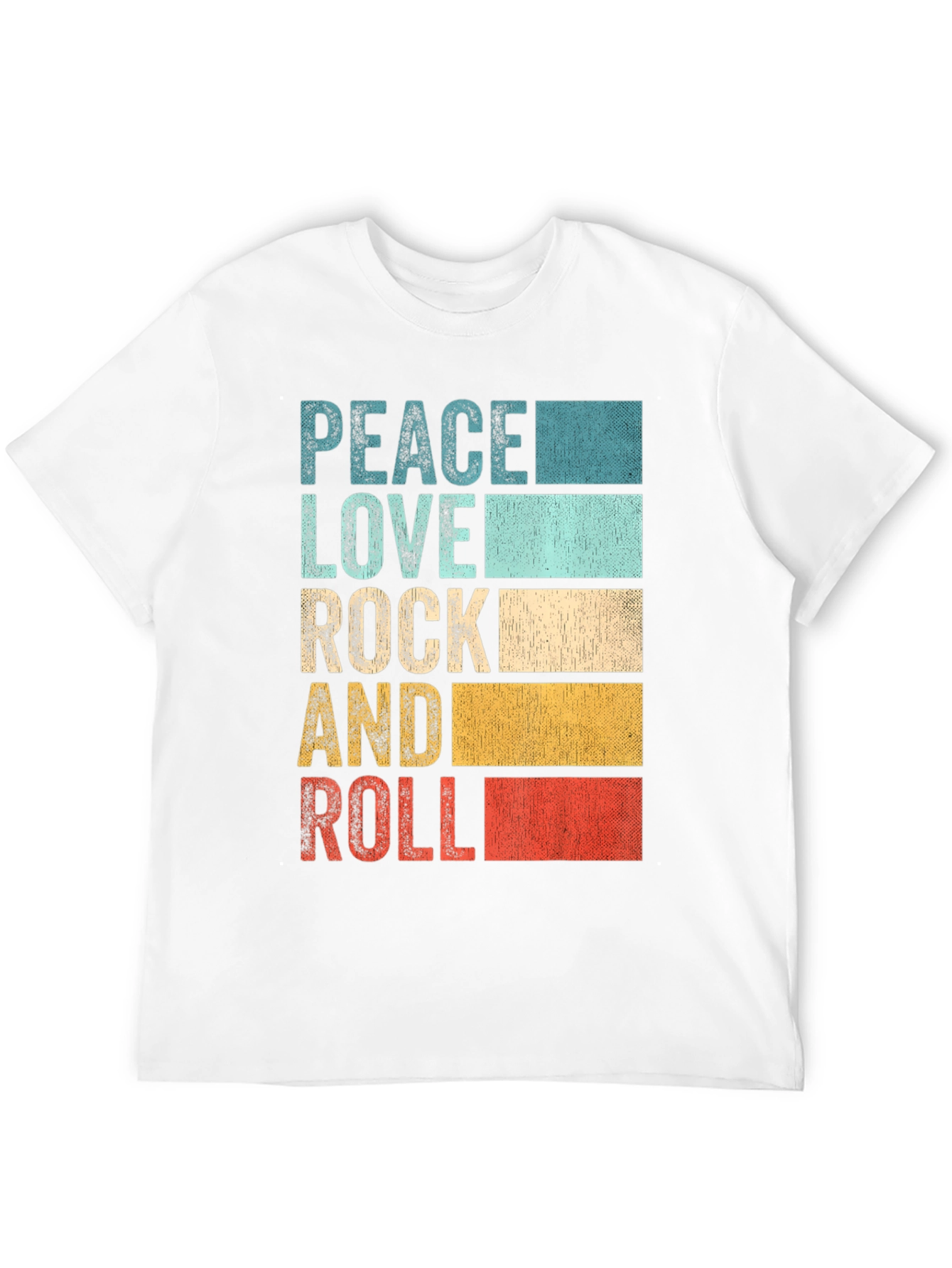Black Retro Peace Love Rock & Roll Graphic T-Shirt view 12