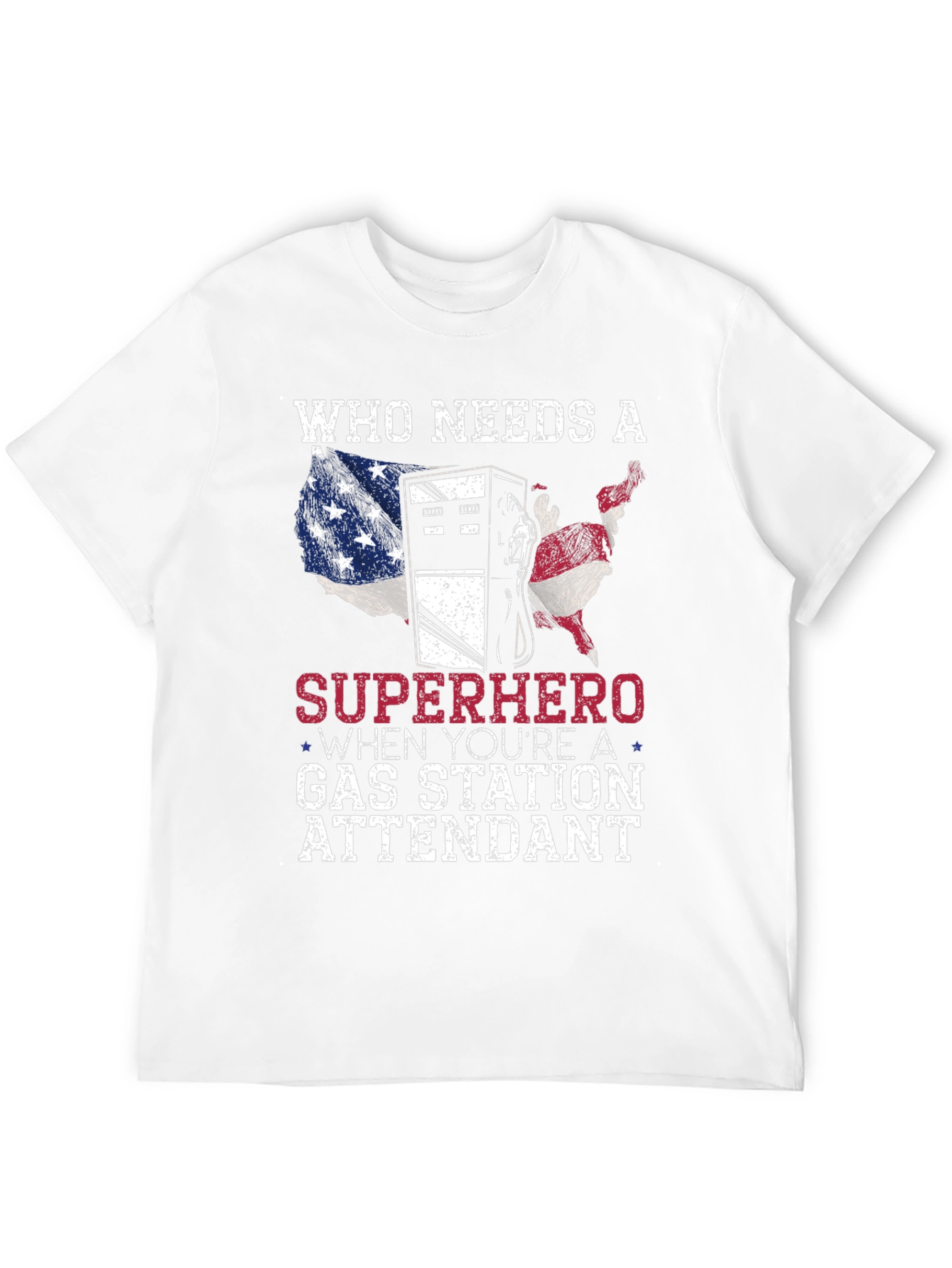 Black Gas Station Attendant Superhero Graphic T-Shirt view 12