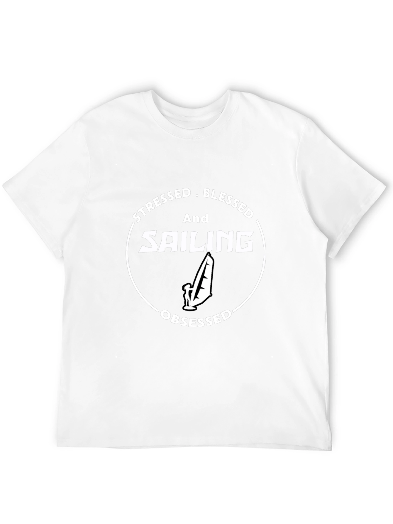 Black Stressed Blessed Sailing Obsessed Black T-Shirt view 12