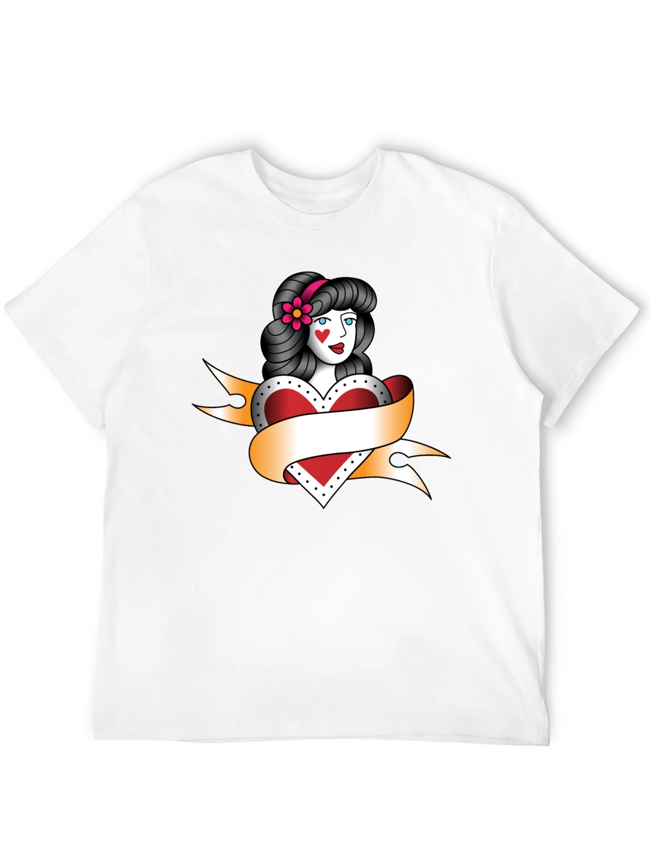 Black Vintage Tattoo Style Heart Woman Black T-Shirt view 12