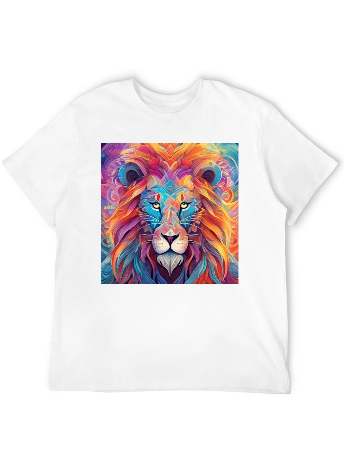 Black Vibrant Lion Graphic Print Black T-Shirt view 12