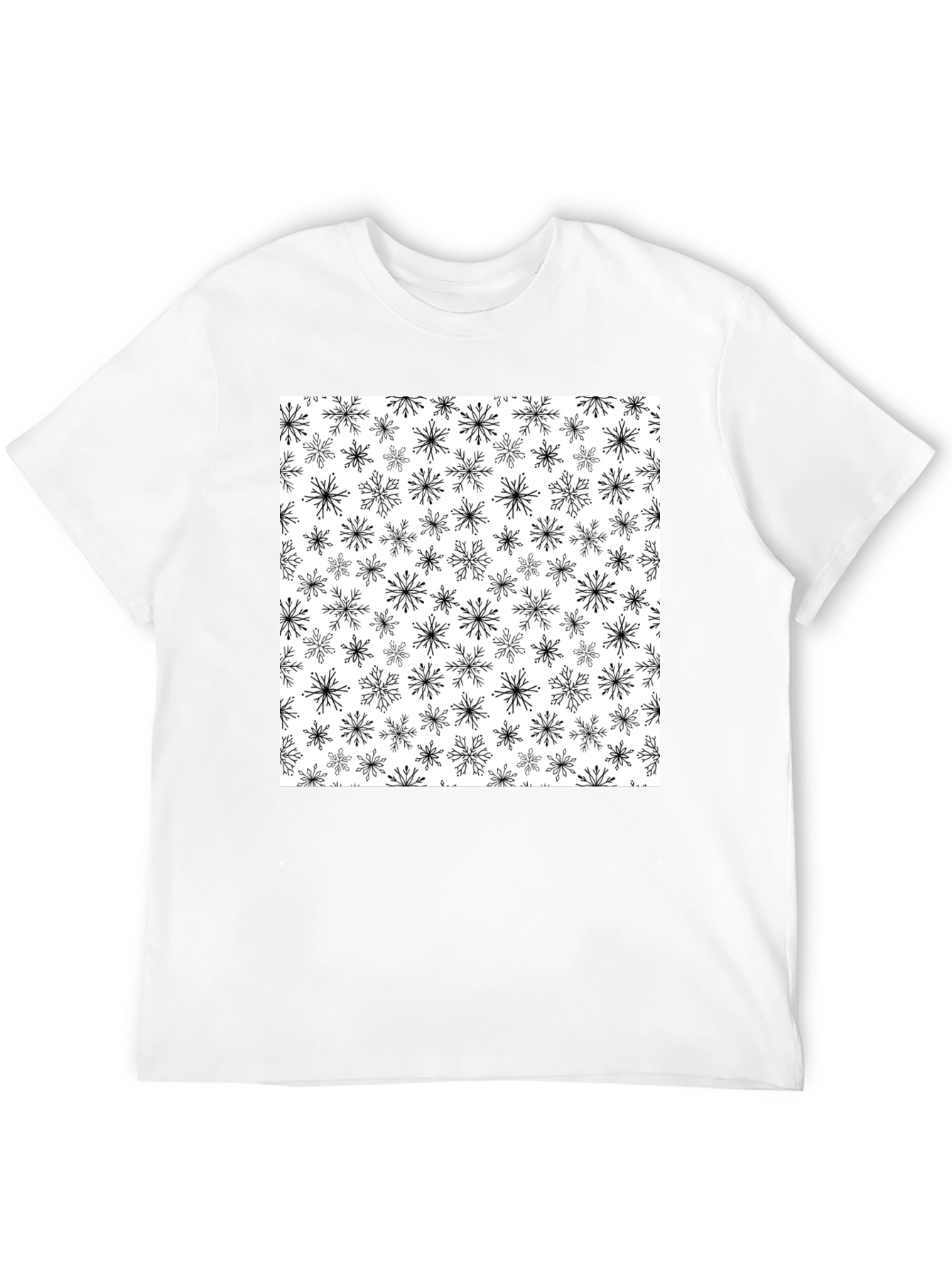 Snowflake Pattern Black T-Shirt - 12