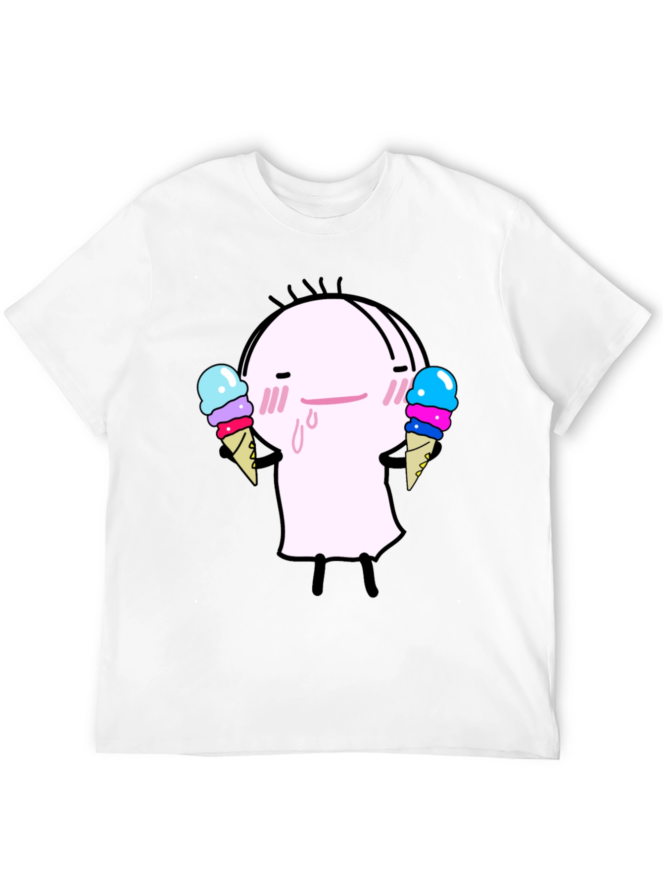 Black Cute Ice Cream Character Black T-Shirt view 12