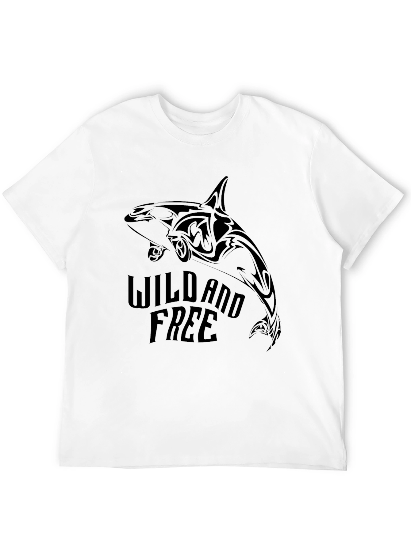 Black Wild and Free Orca Graphic Tee - Black Cotton T-Shirt view 12