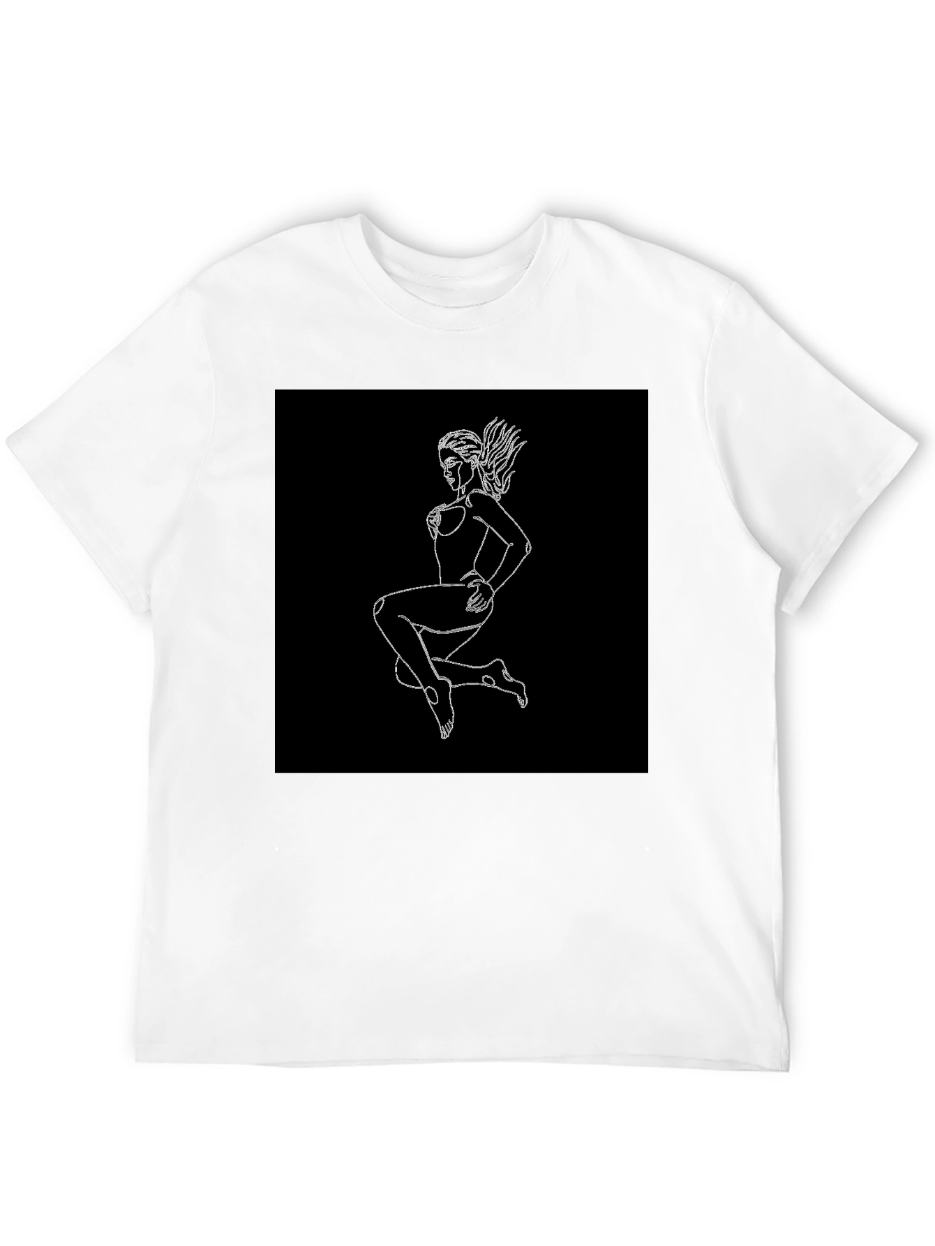 Black Black T-Shirt with Graphic Print - Woman Outline view 12