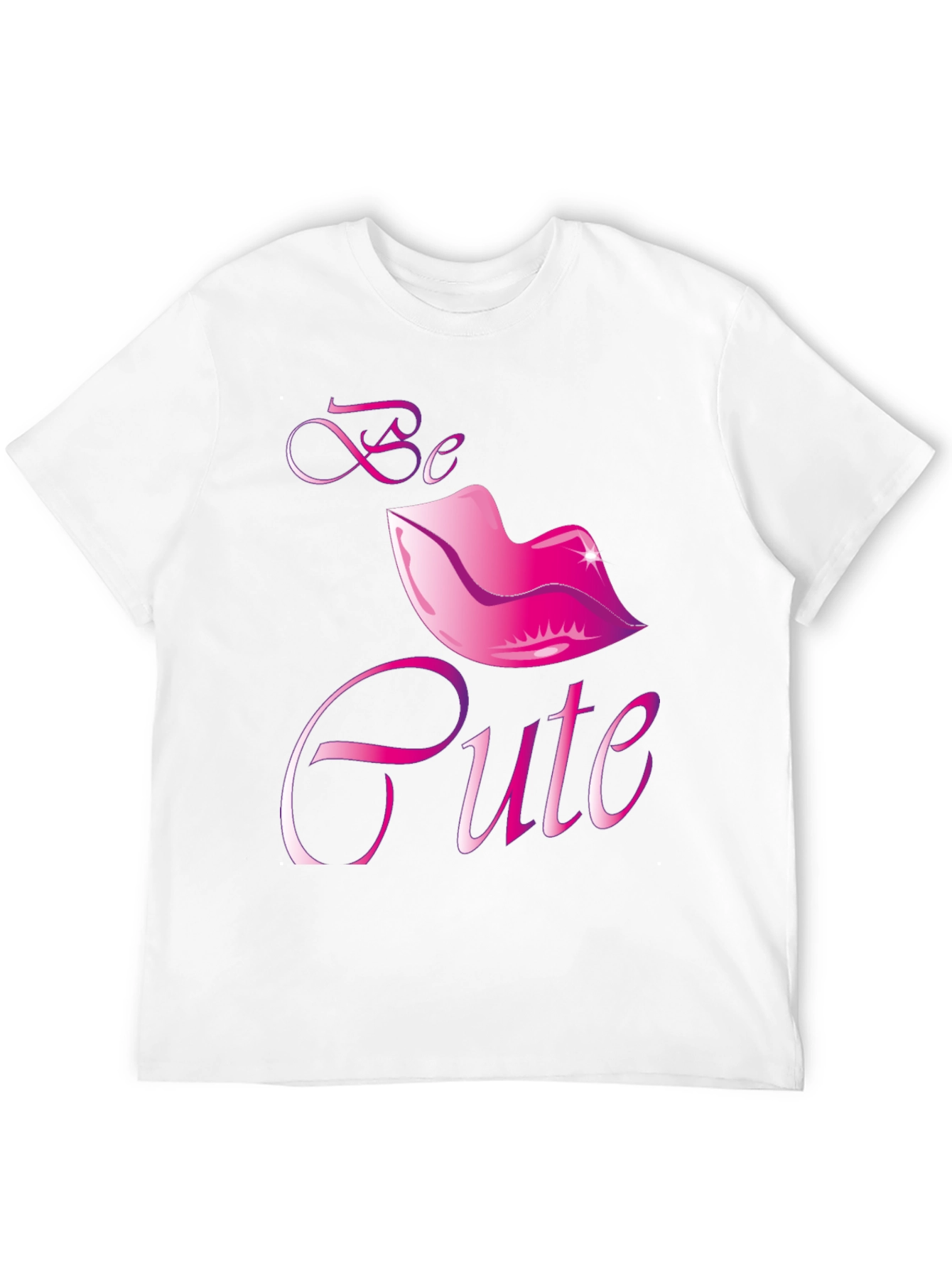 Black Be Cute Lips Graphic Black T-Shirt view 12