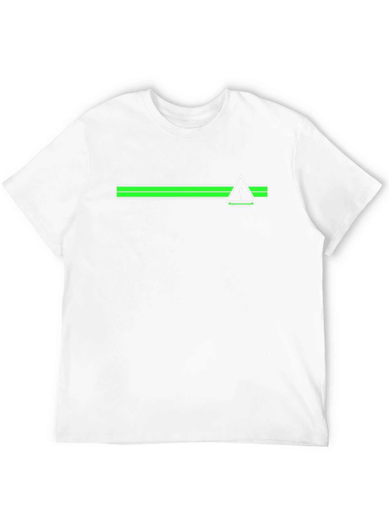 Black Modern Graphic Tee - Green Stripe & Triangle view 12