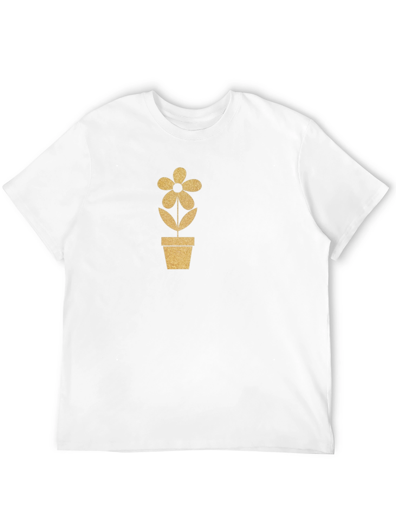 Black Golden Flower Pot Graphic Tee - Black Cotton Blend view 12