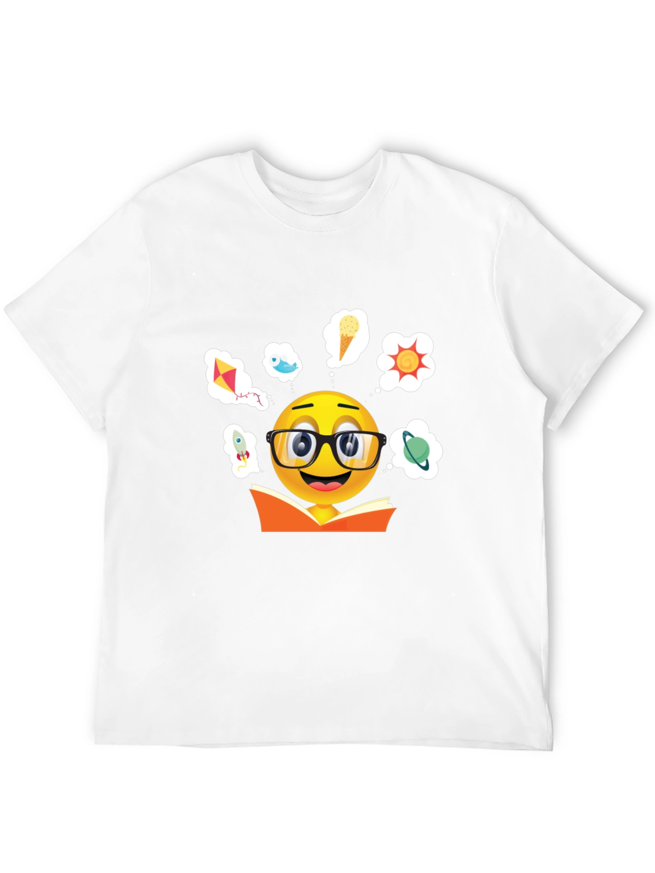 Black Bookworm Emoji Graphic T-Shirt view 12