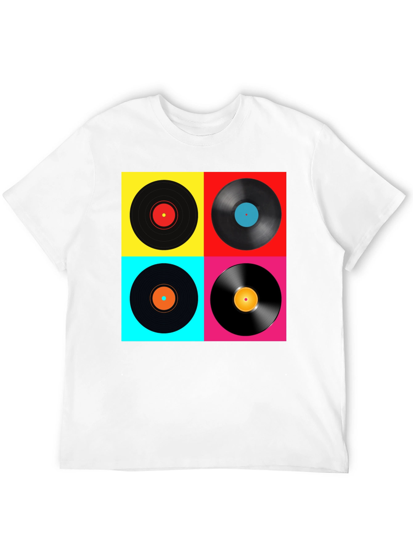 Black Retro Vinyl Record T-Shirt - Colorful Music Tee view 12