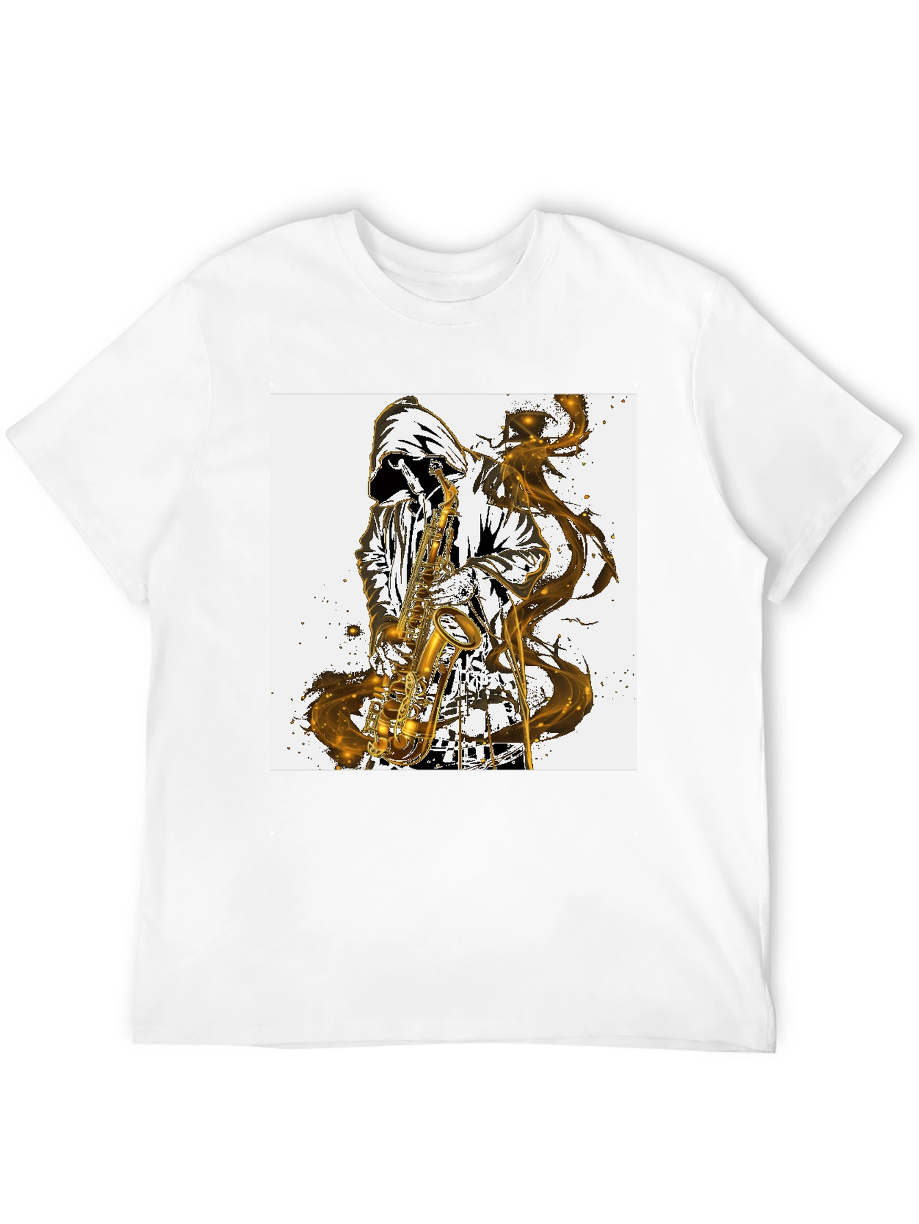 Black Saxophone Player Graphic T-Shirt - Cool Musician Tee view 12