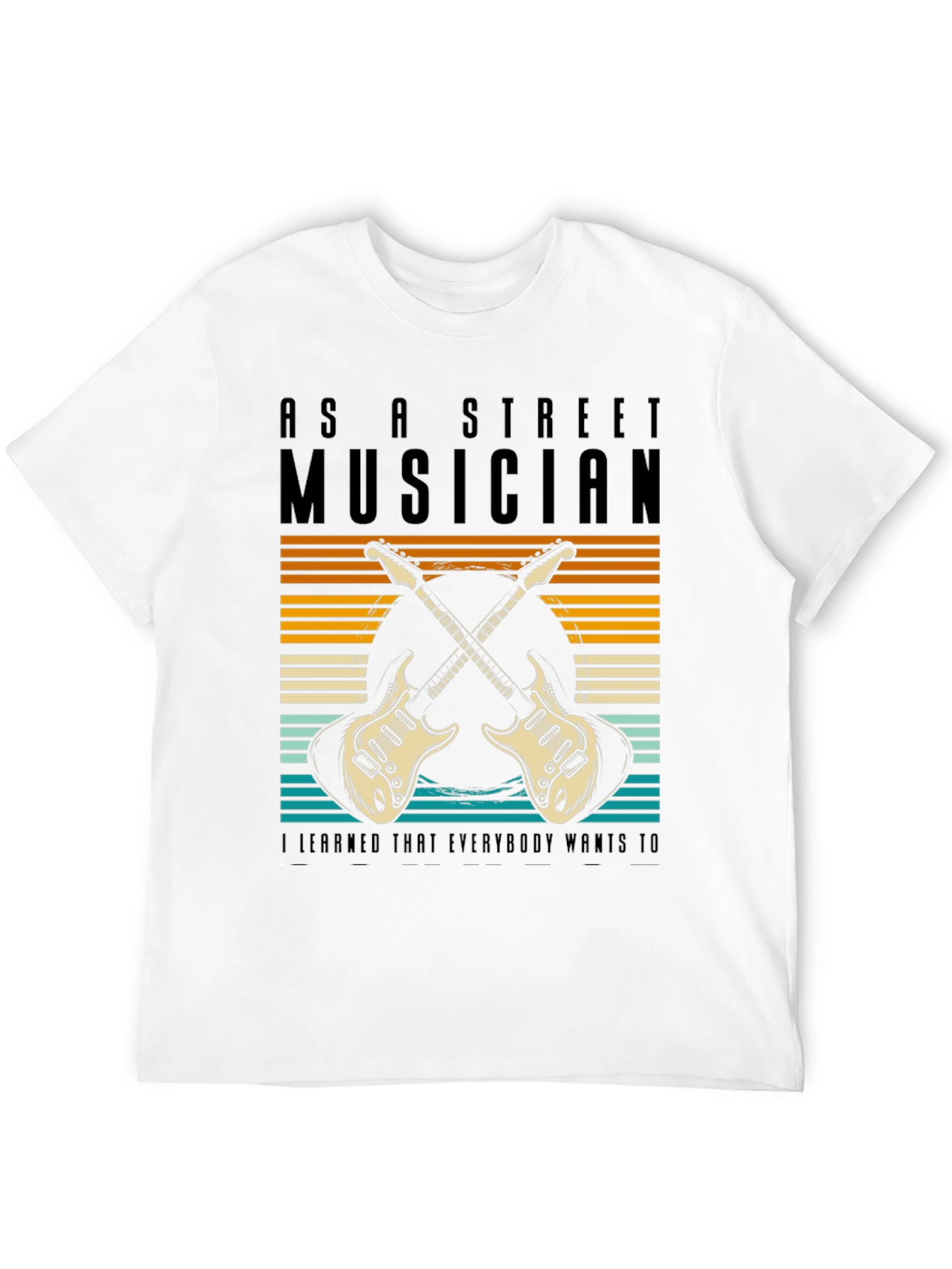 Black Street Musician Guitar T-Shirt view 12
