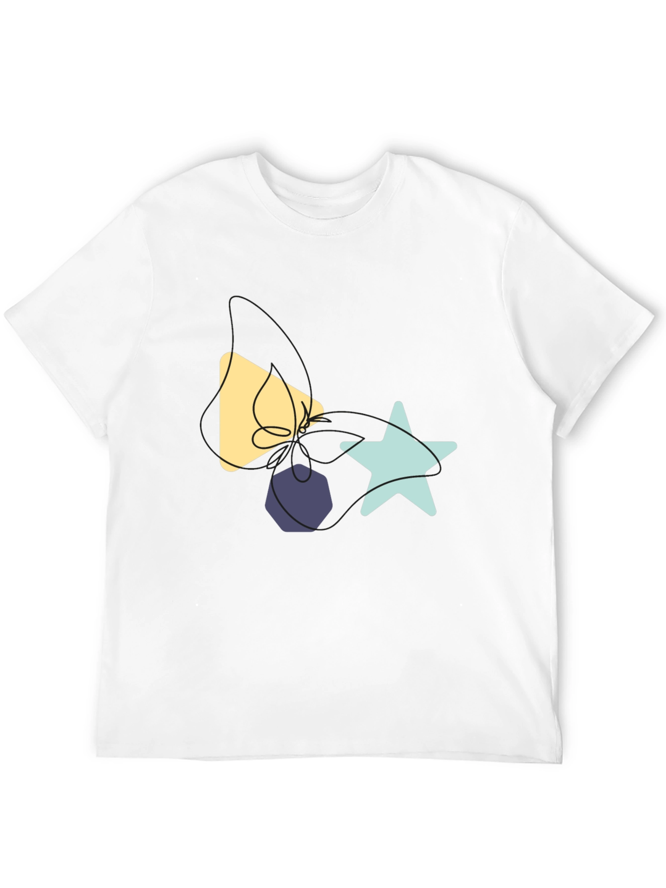 Black Abstract Shapes Graphic Tee - Black Cotton T-Shirt view 12