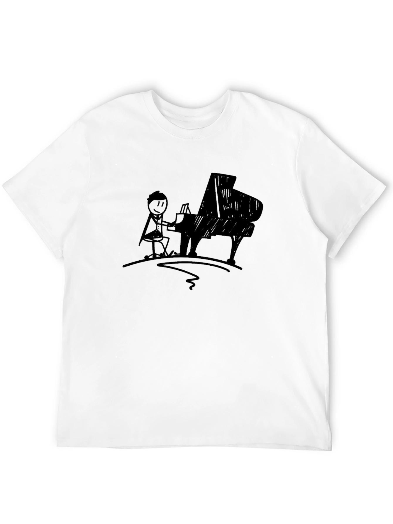Black Piano Player Graphic Tee - Black Cotton T-Shirt view 12