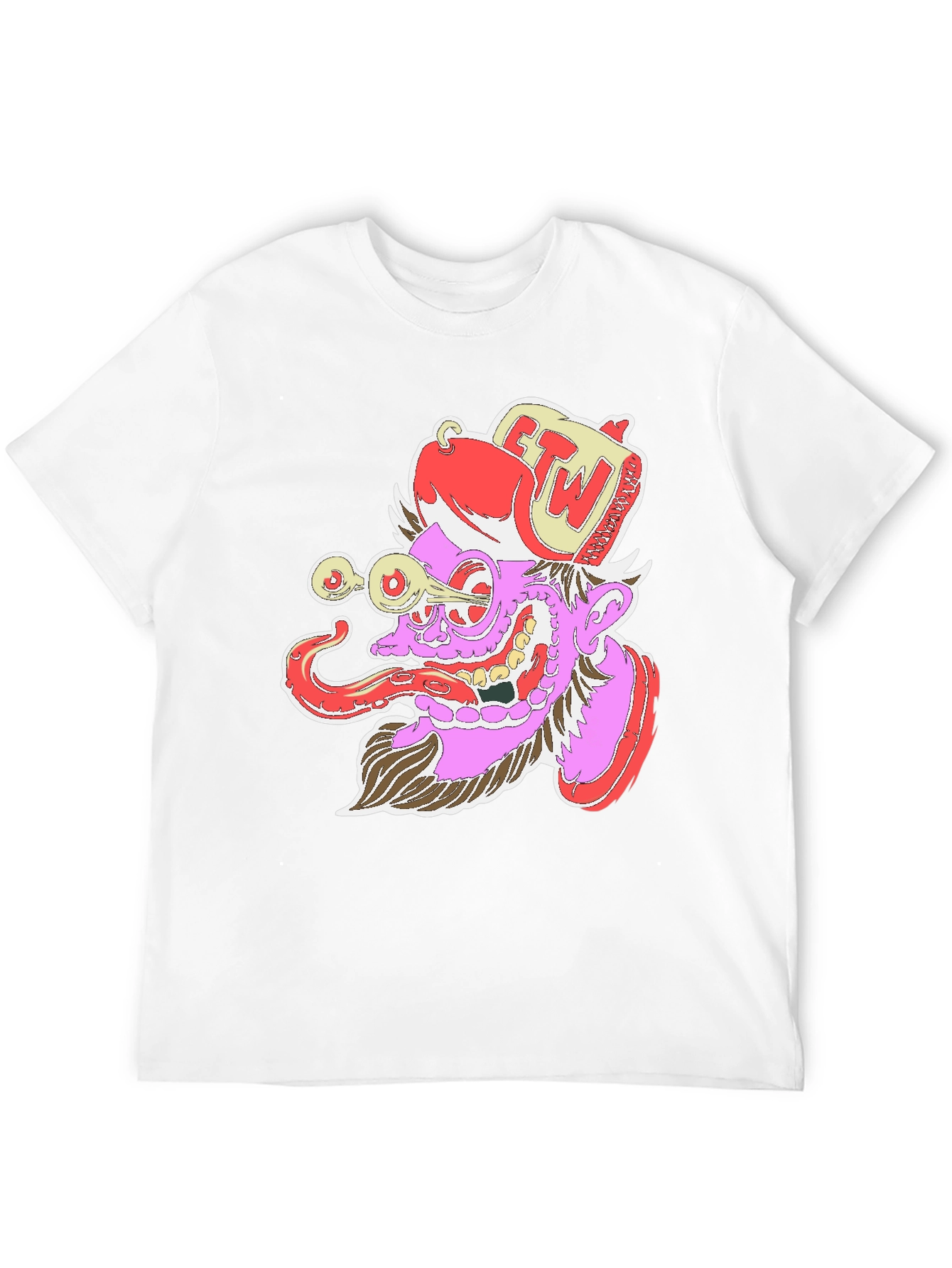 Black Grotesque Cartoon Graphic Print Black T-Shirt view 12