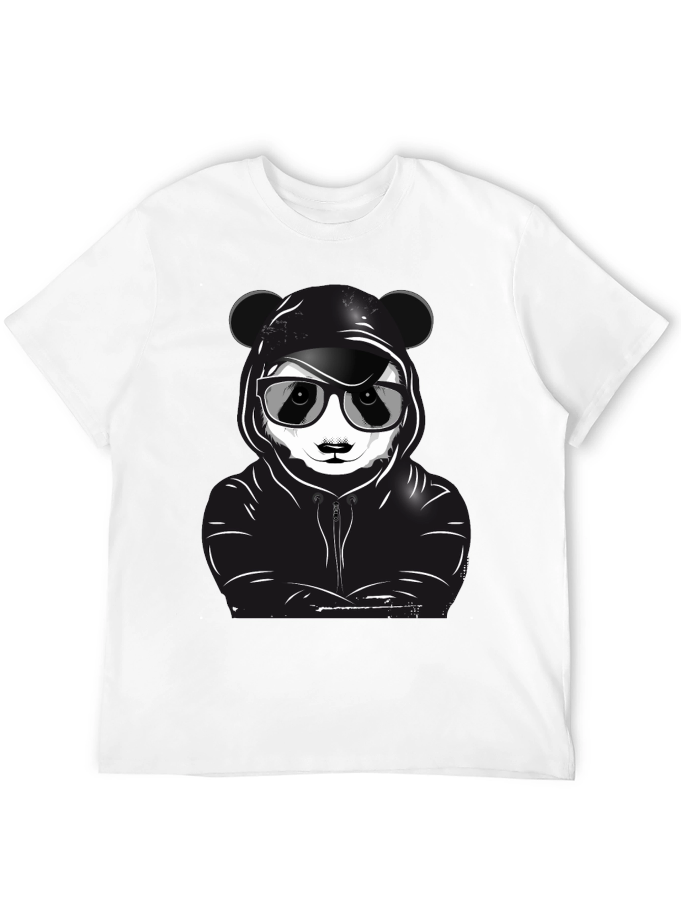 Black Cool Panda Graphic T-Shirt - Black Crew Neck Tee view 12