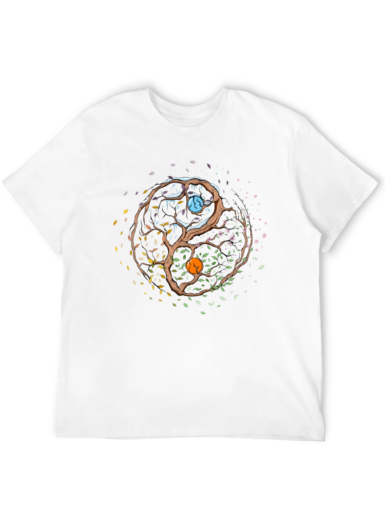 Black Yin Yang Seasons Tree Graphic Tee - Mens Black T-Shirt view 12
