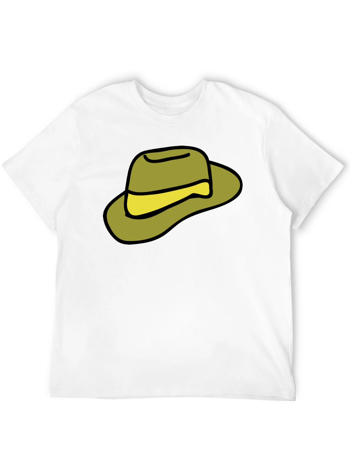 Black Cartoon Hat Graphic Tee - Casual Black T-Shirt view 12