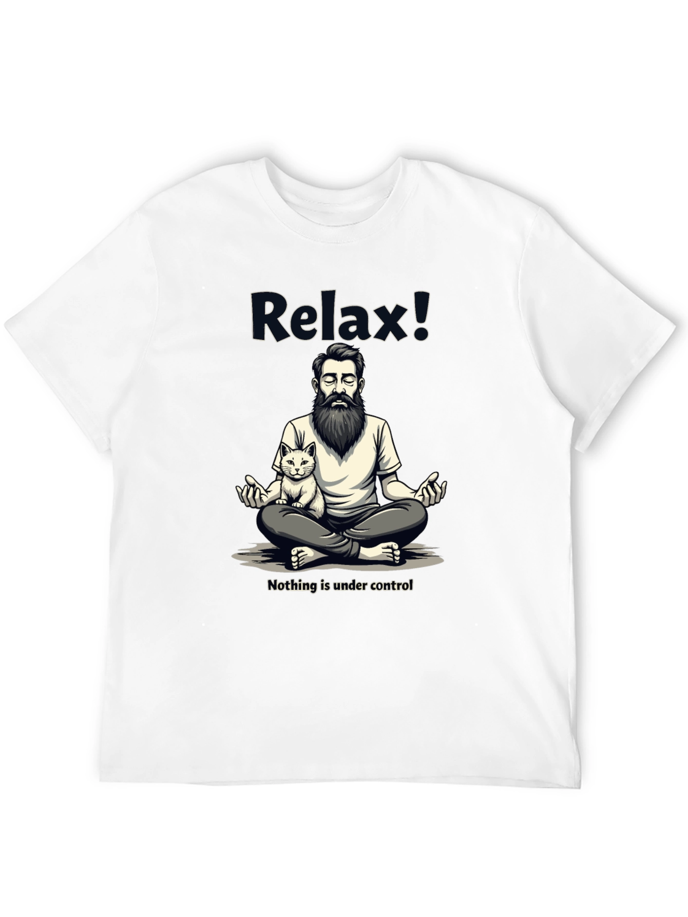 Black Relax! Meditation Cat Graphic Tee - Comfy Cotton view 12