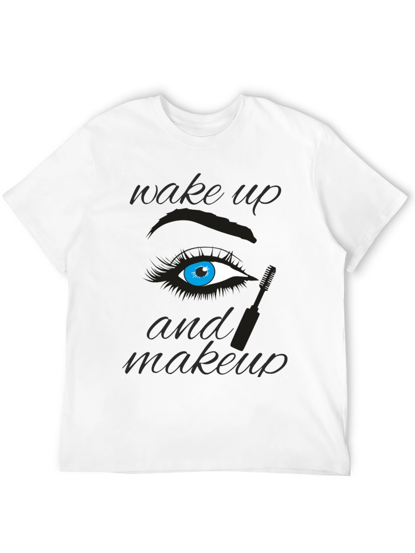 Black Wake Up and Makeup Graphic Tee view 12
