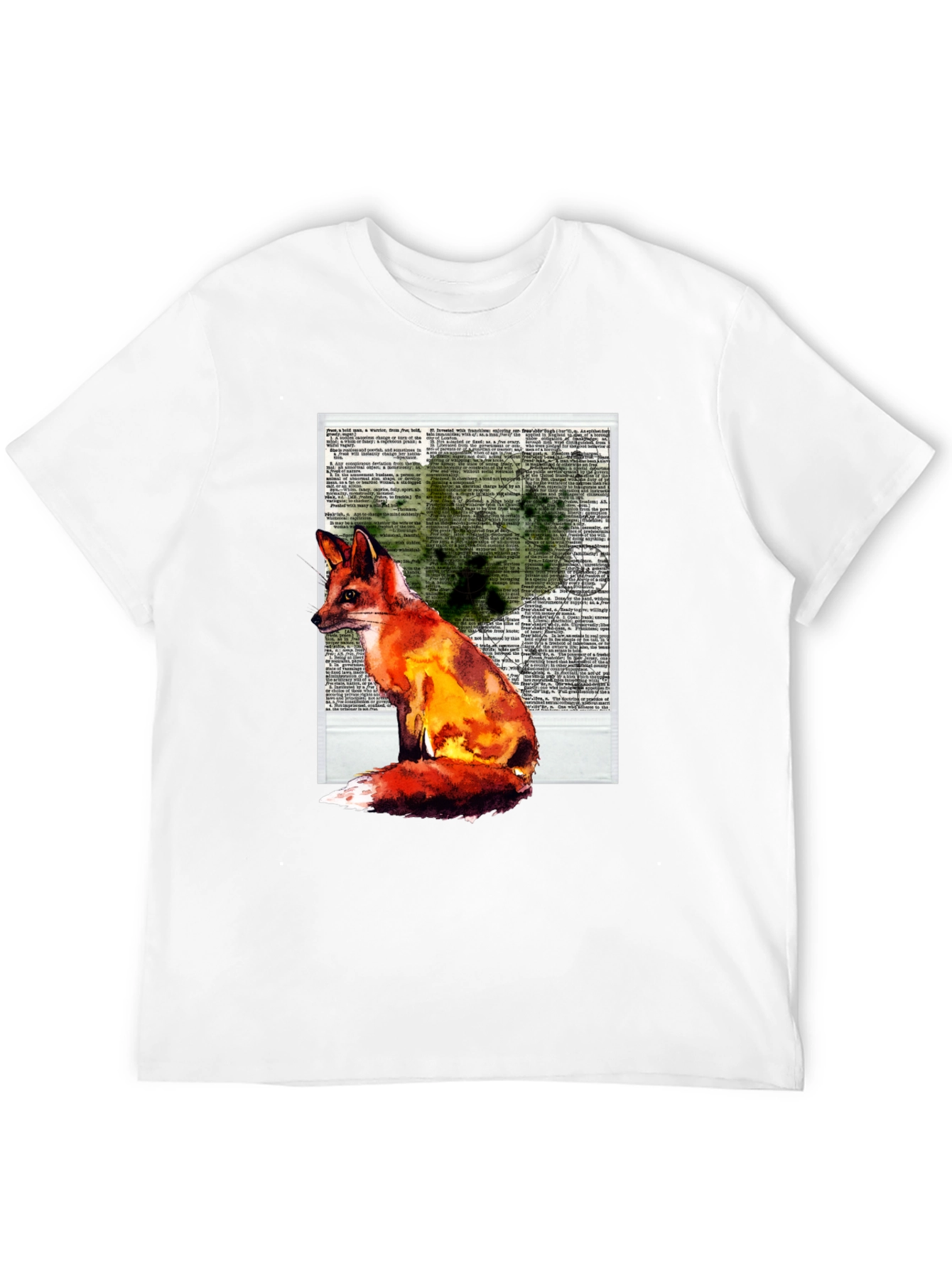 Black Fox Watercolor Graphic Print T-Shirt view 12