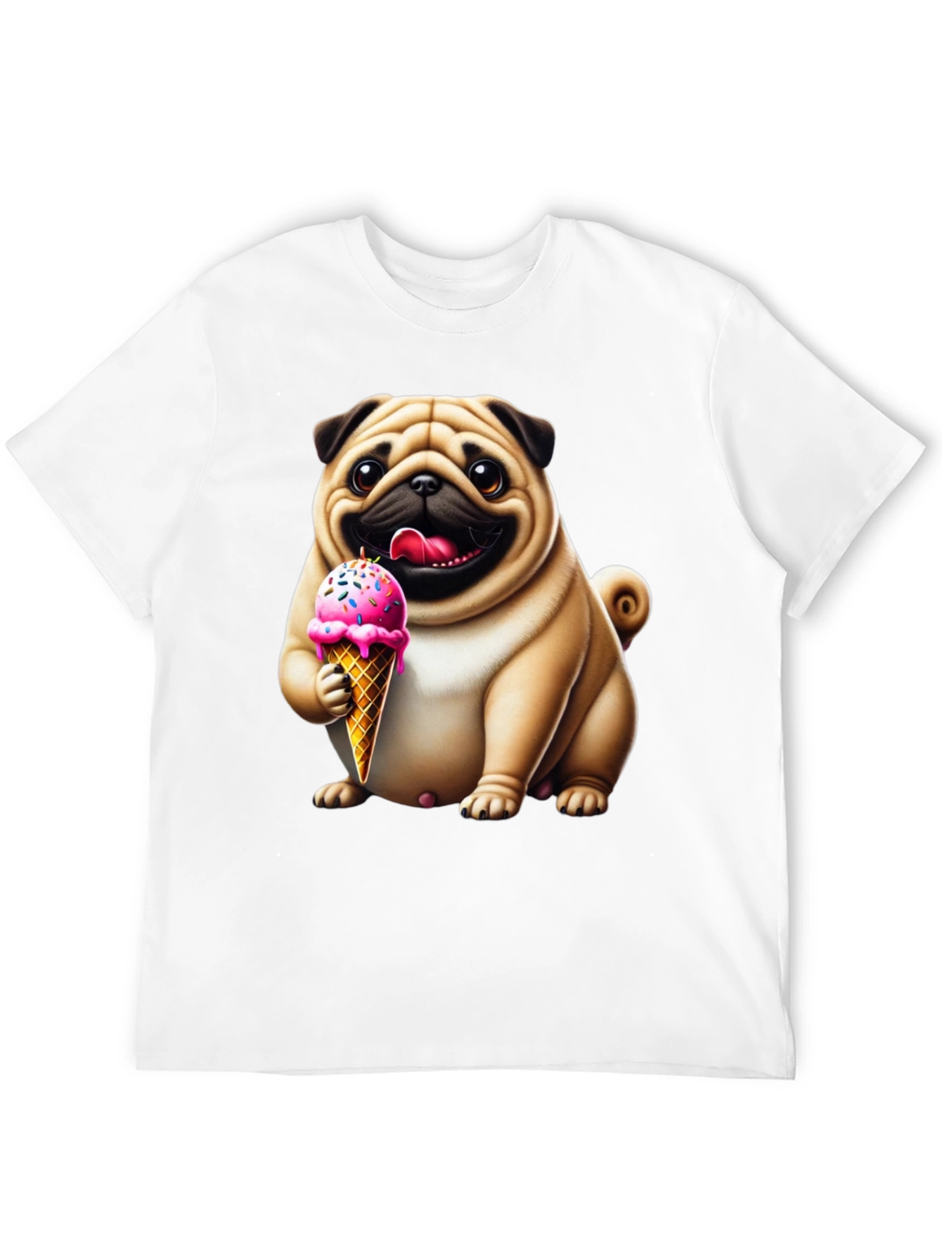 Black Pug Ice Cream T-Shirt - Adorable Dog Tee view 12