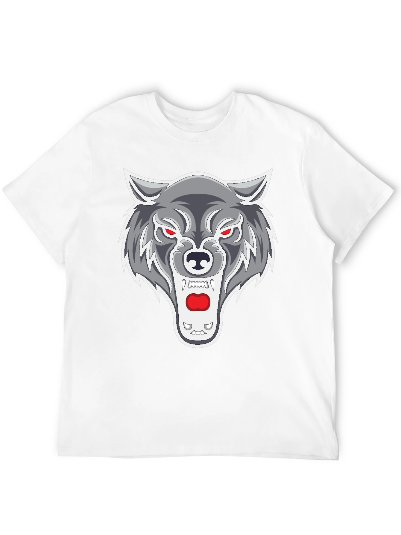 Black Men's Black T-Shirt with Wolf Graphic view 12