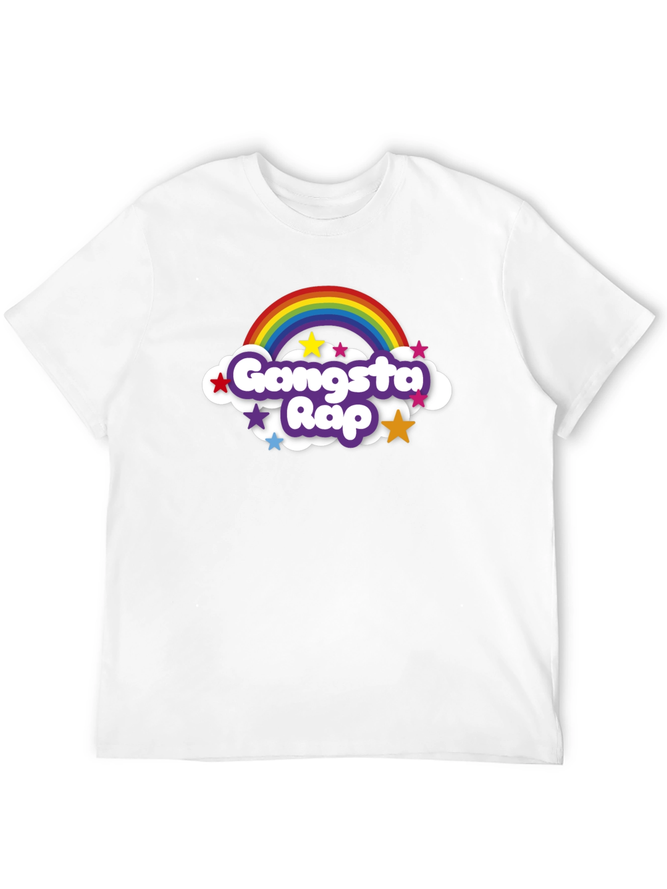 Black Gangsta Rap Rainbow Graphic T-Shirt - Black view 12