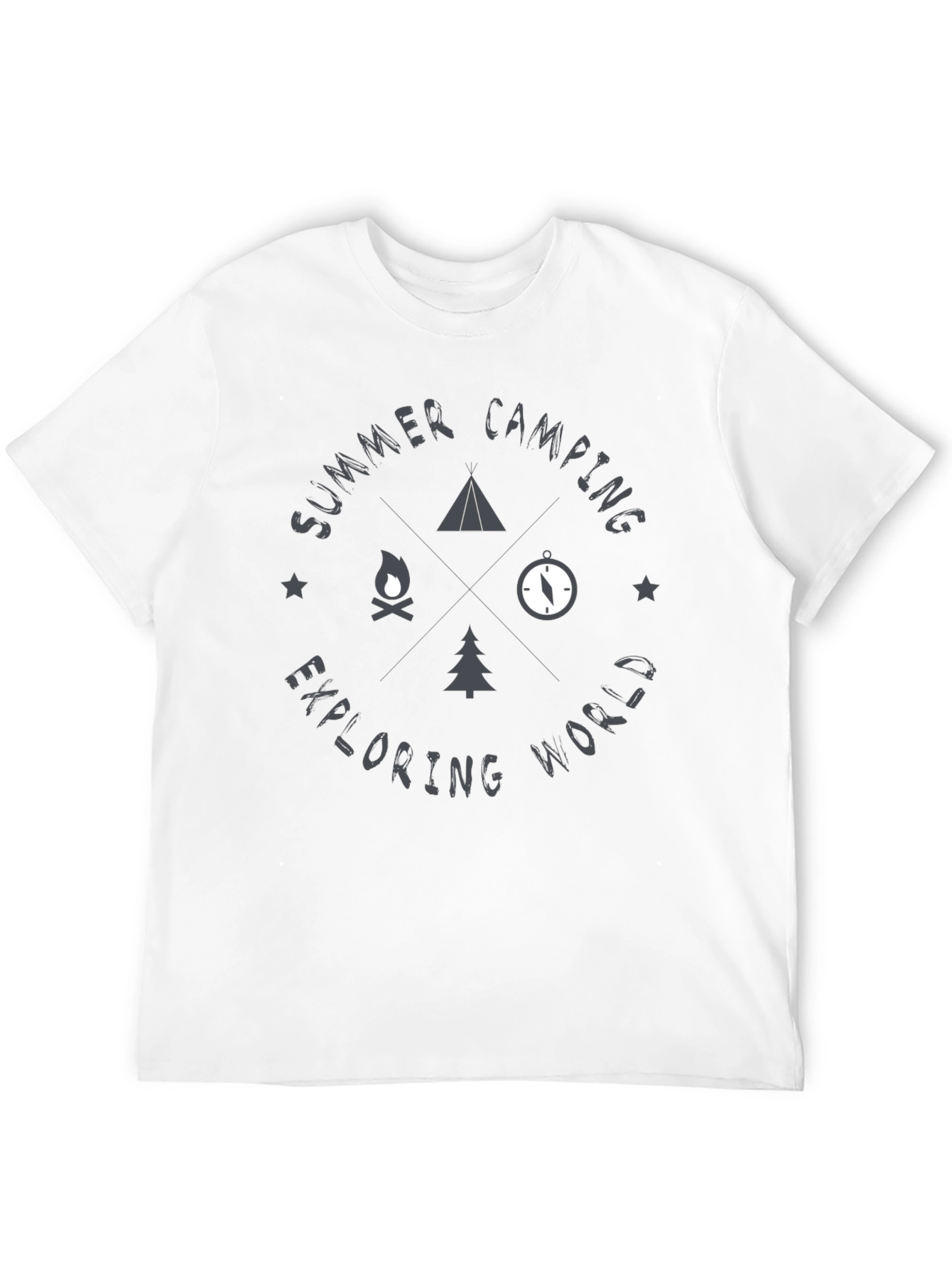 Black Summer Camping T-Shirt - Exploring World view 12