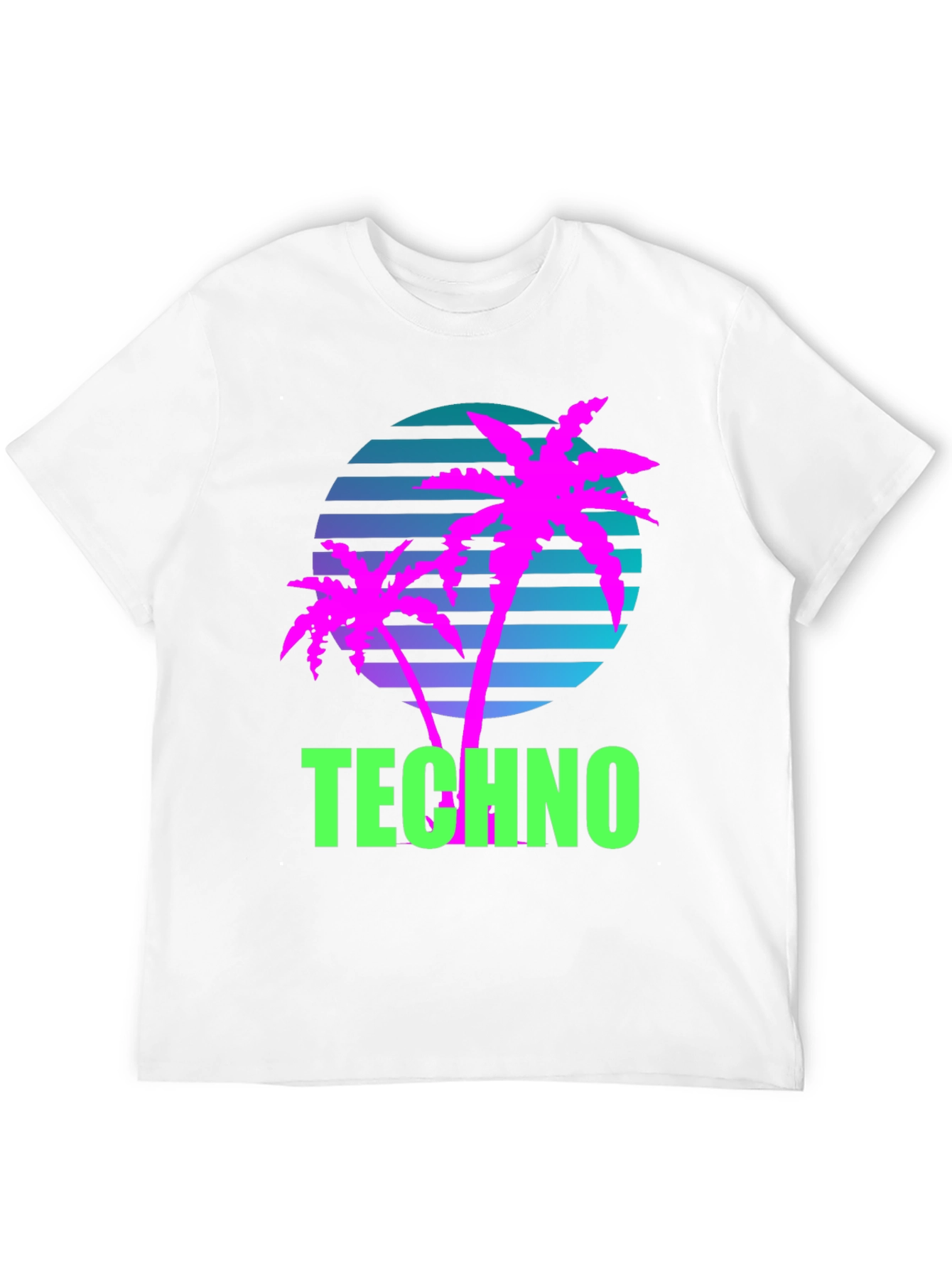 Black Retro Techno Palm T-Shirt - Vaporwave Style view 12