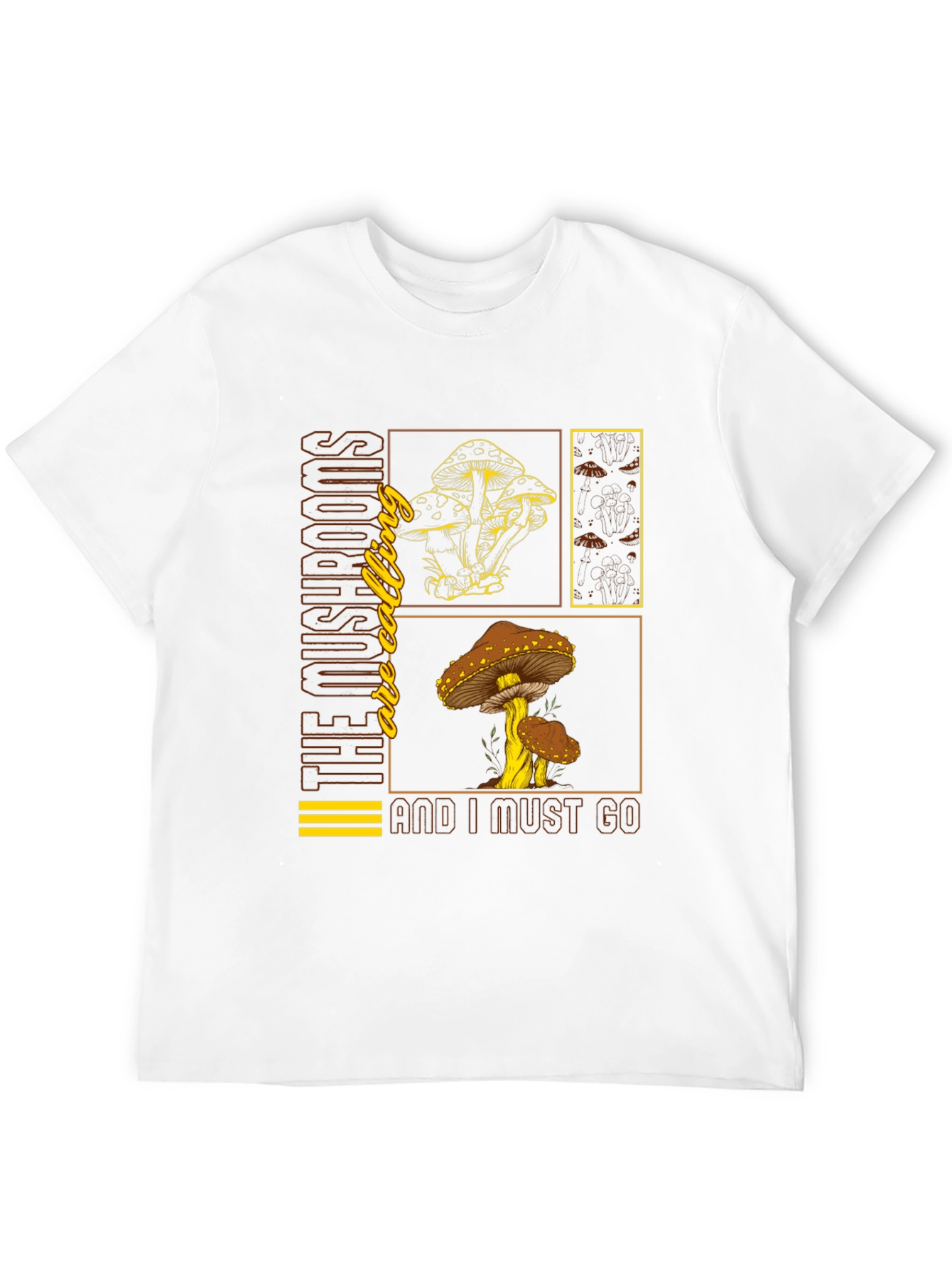 Black Mushroom Calling Graphic T-Shirt - Nature Lover Tee view 12