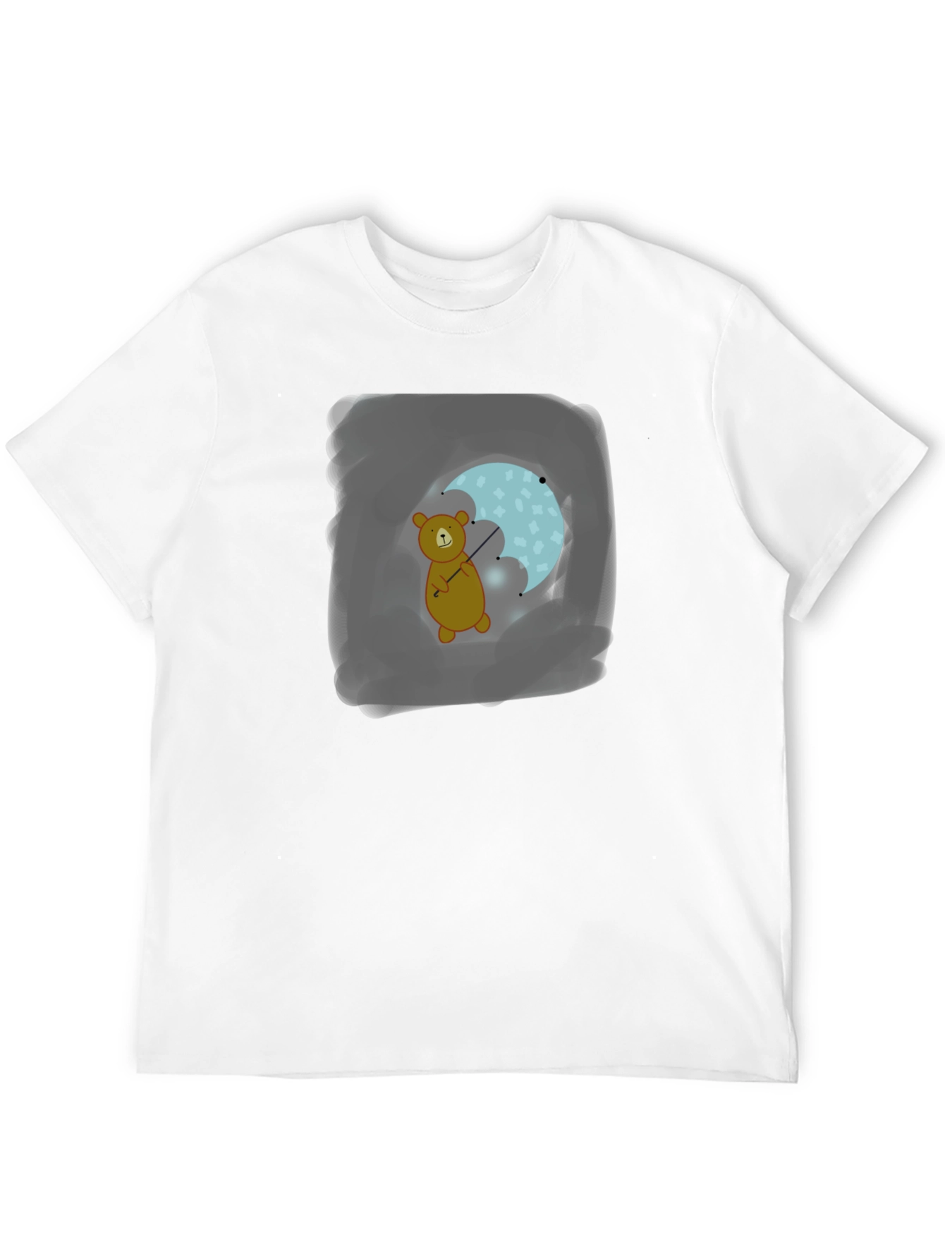 Black Bear with Umbrella Black T-Shirt view 12