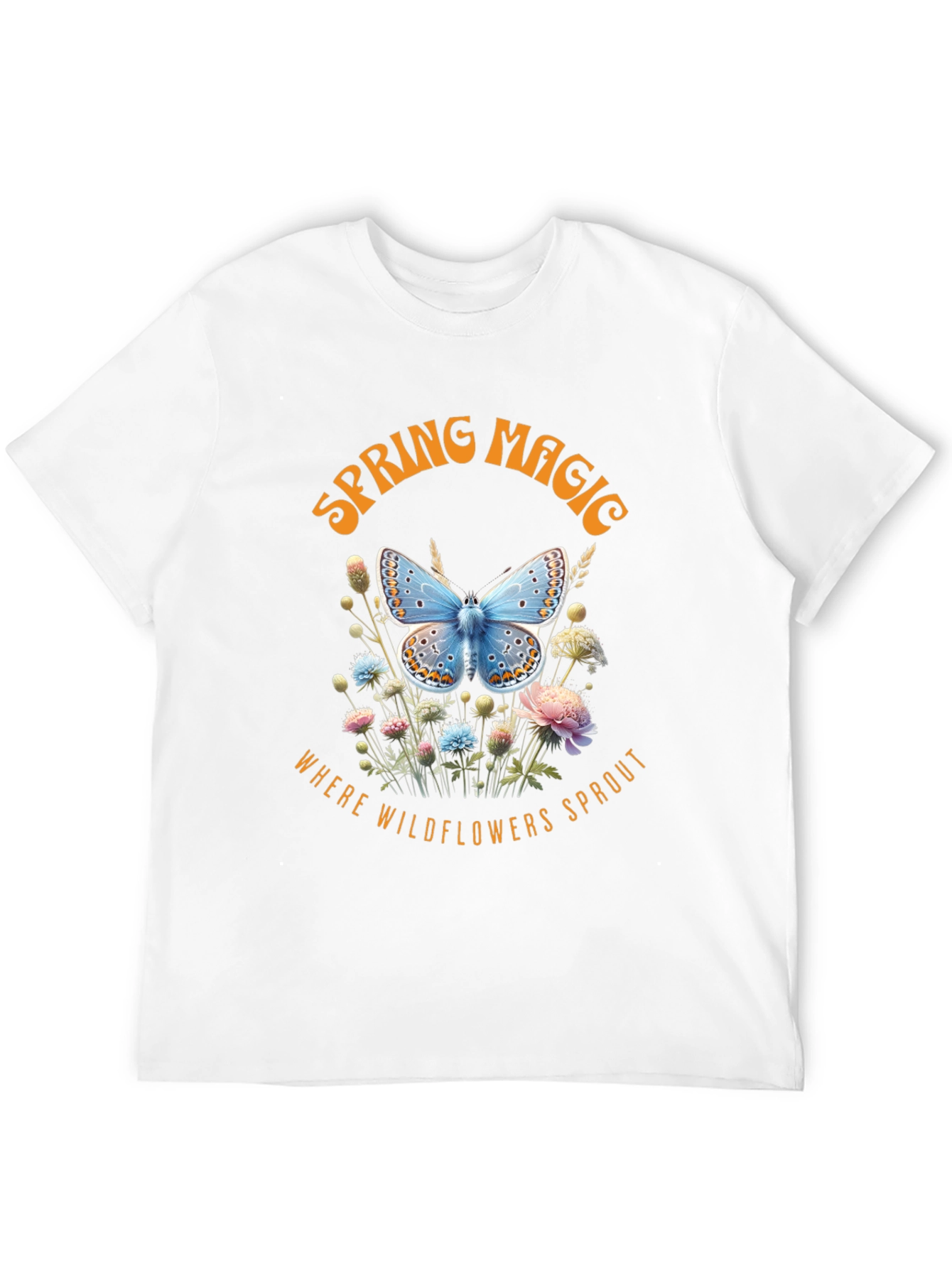 Black Spring Magic Wildflower Butterfly Graphic Tee view 12