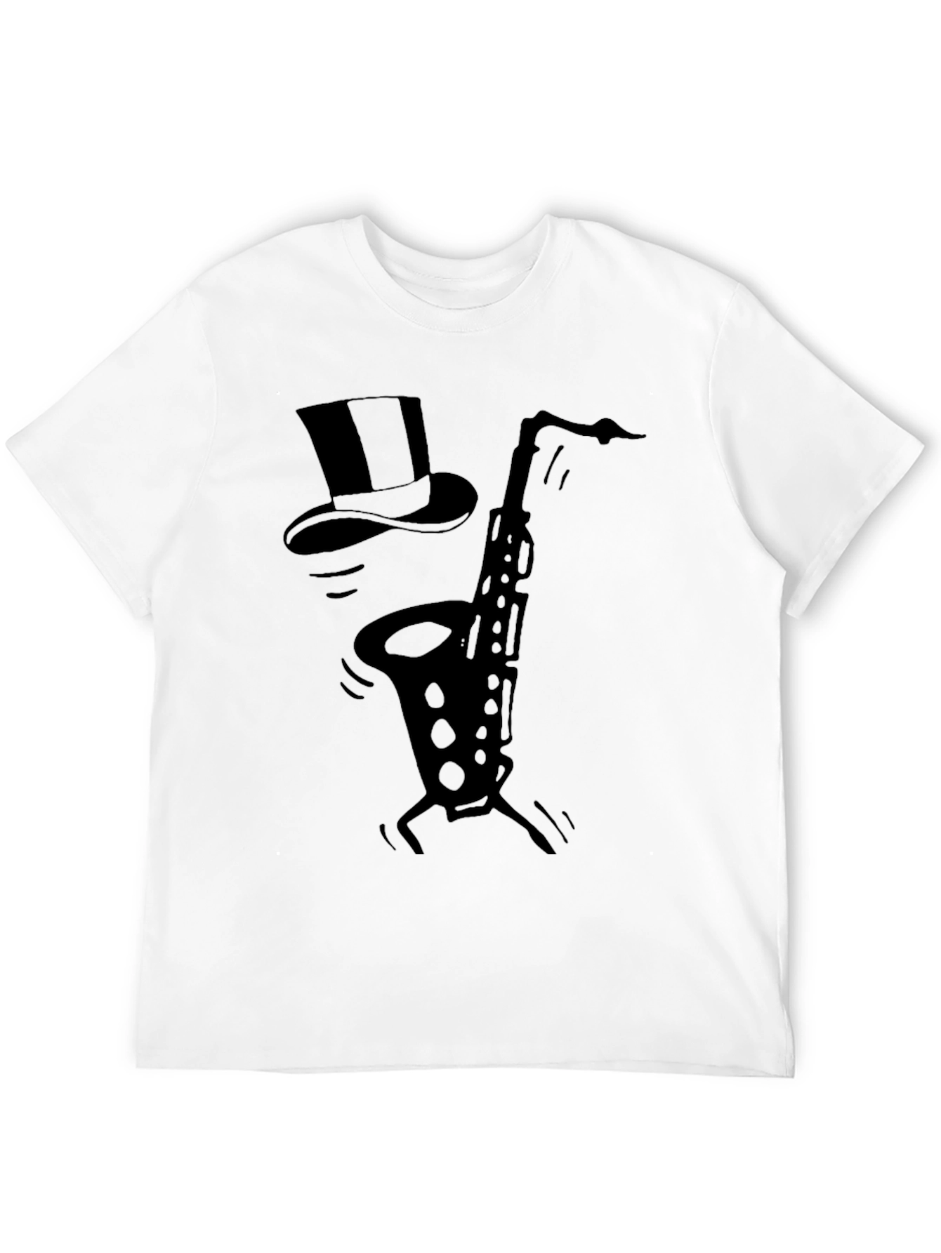 Black Saxophone Top Hat Black Graphic T-Shirt view 12