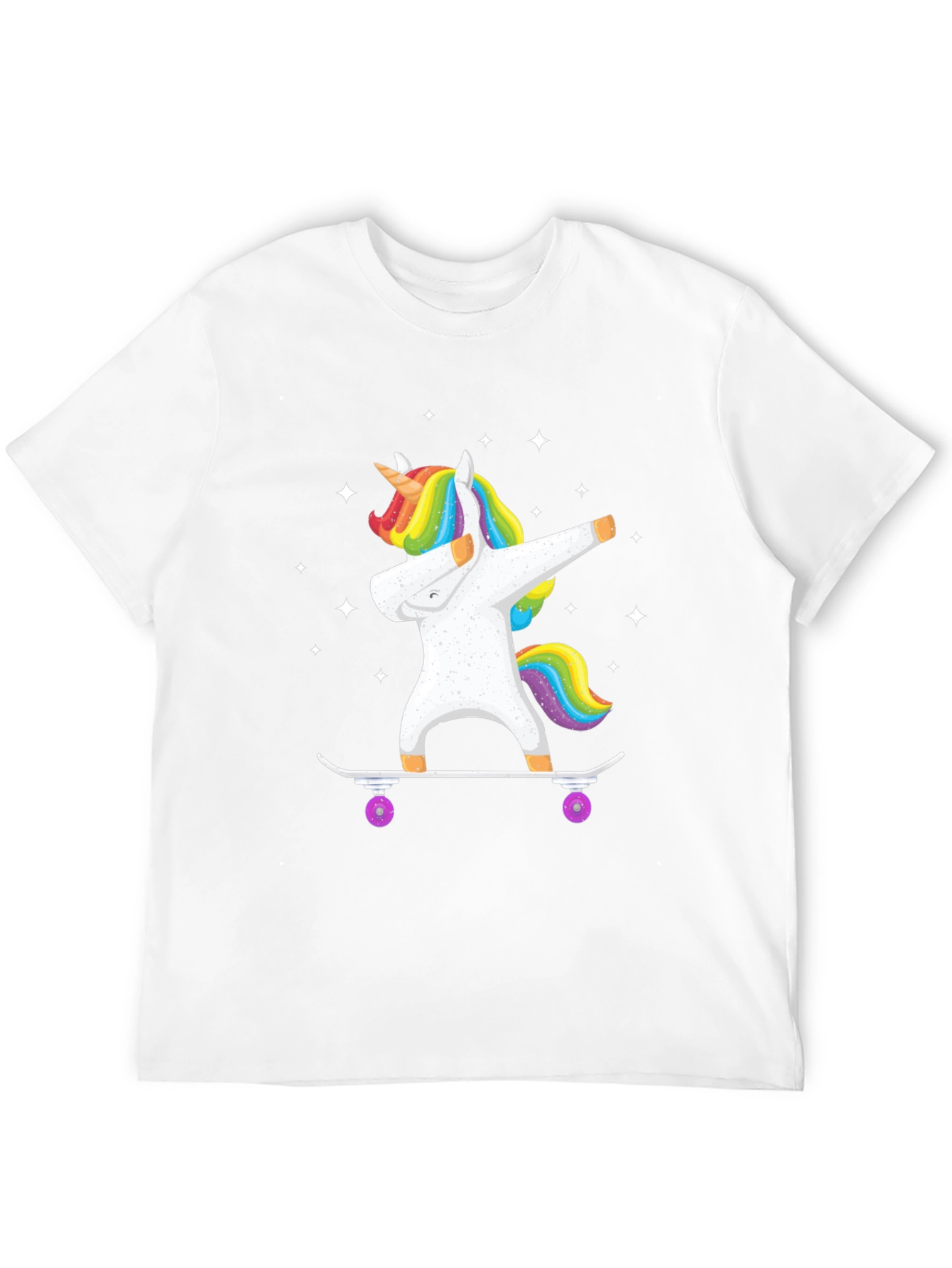 Black Dabbing Unicorn Skateboard T-Shirt - Black view 12