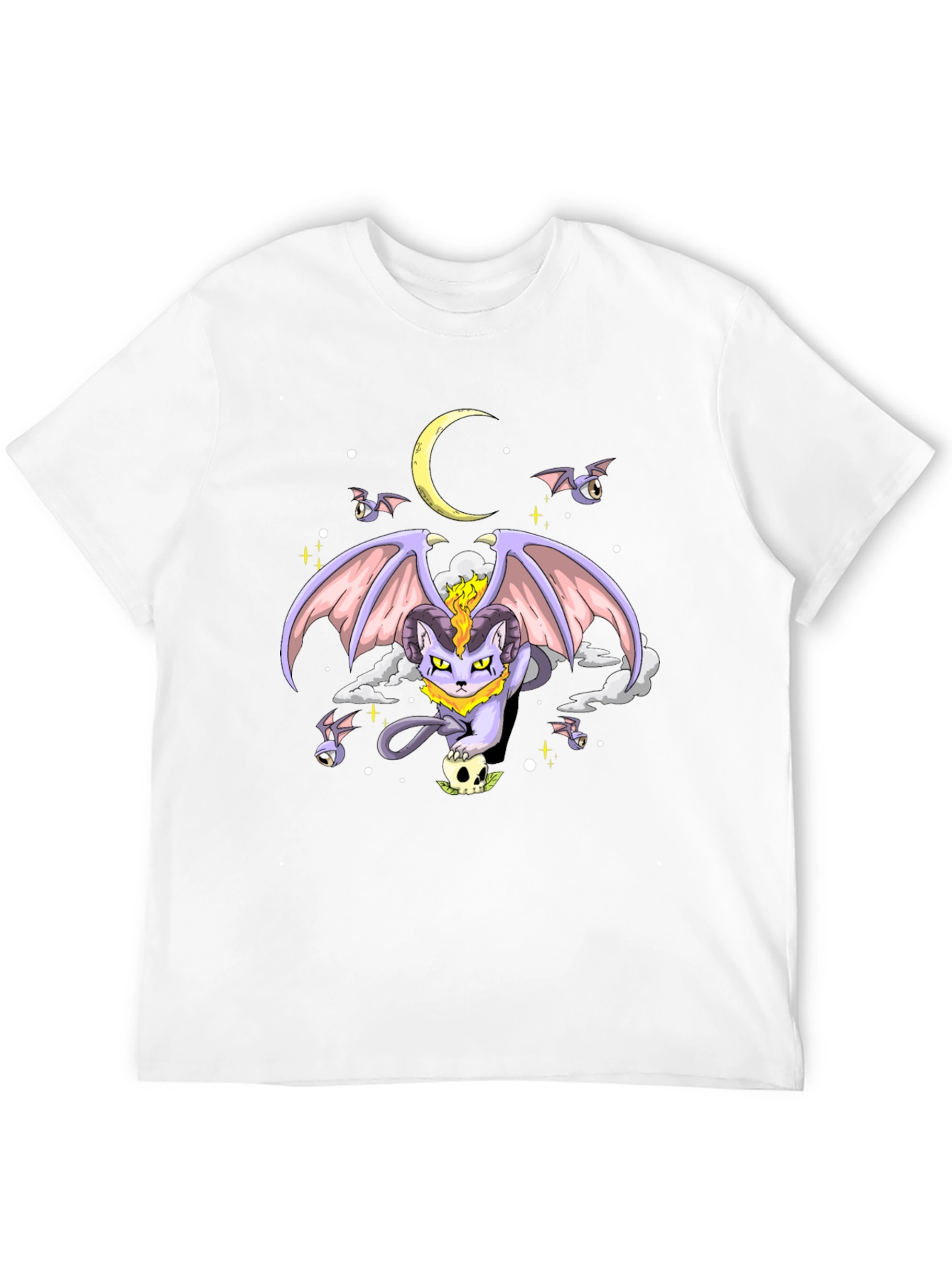 Black Gothic Cat Moon T-Shirt view 12