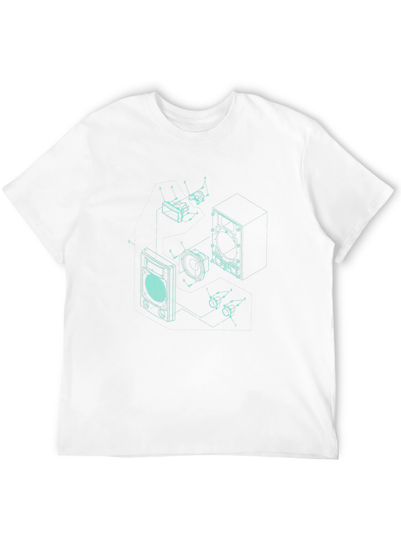 Black Speaker Blueprint Graphic Tee - Cool Tech Design view 12