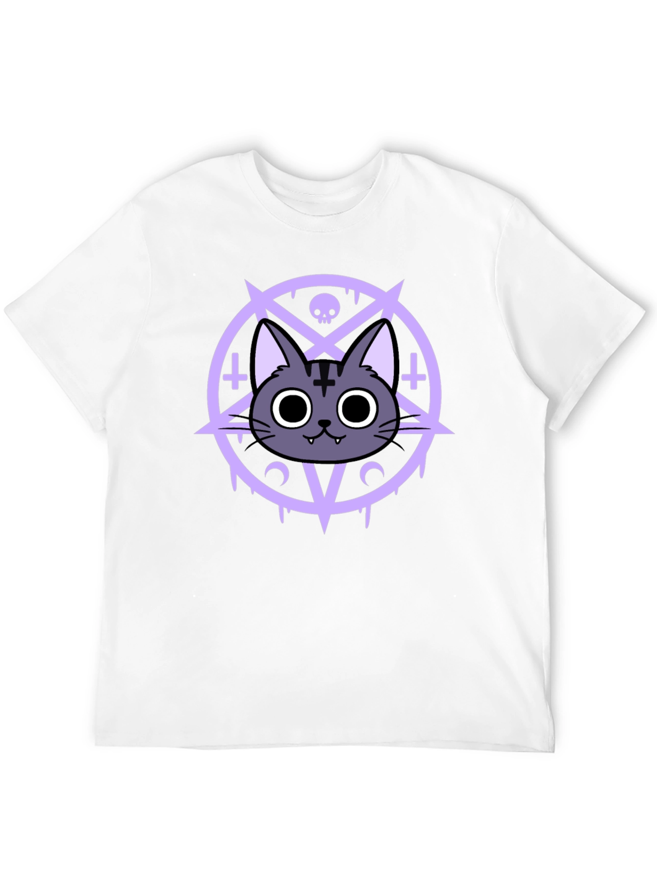 Black Gothic Cat T-Shirt - Occult Pentagram Design view 12