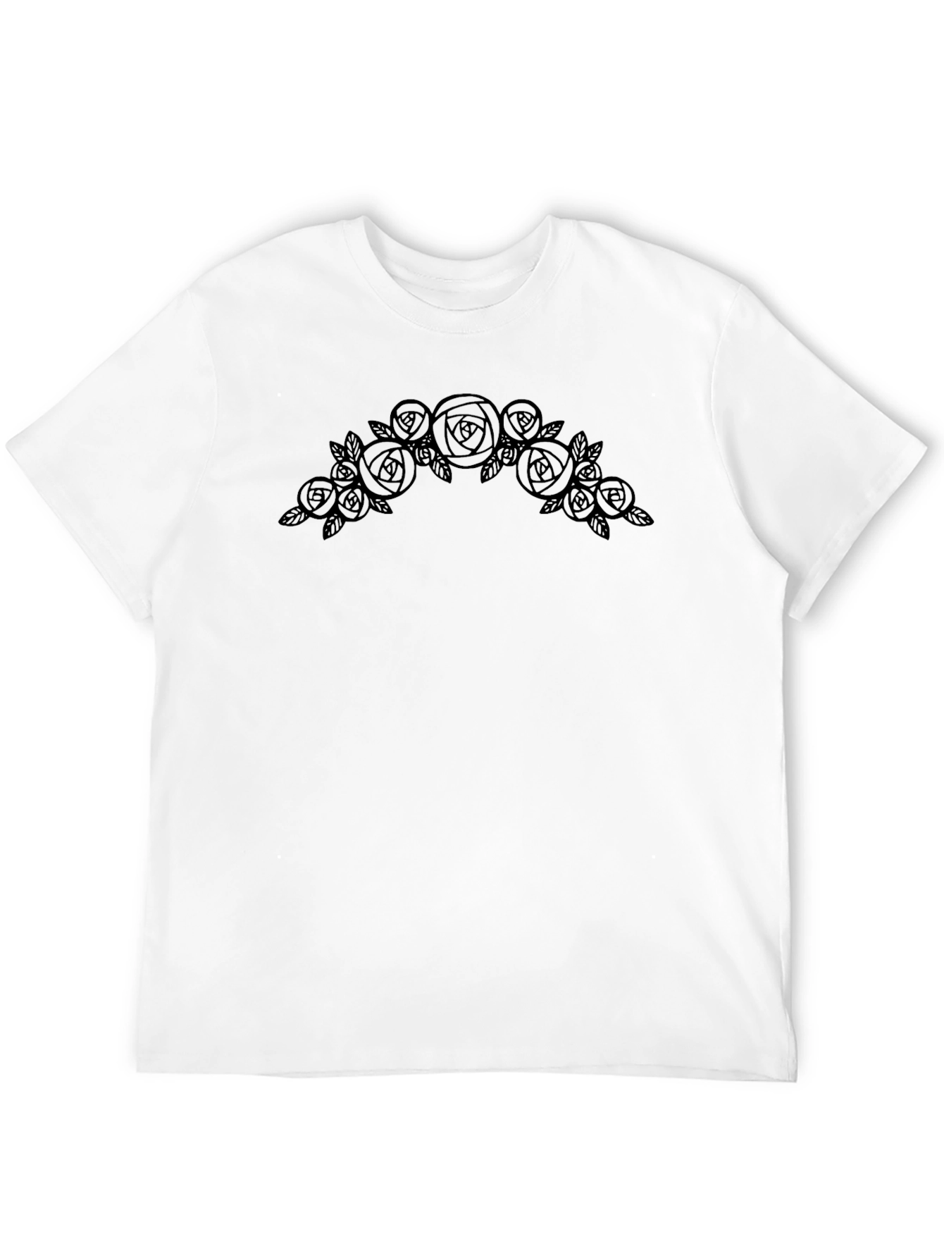 Black Black T-Shirt with Rose Floral Design view 12