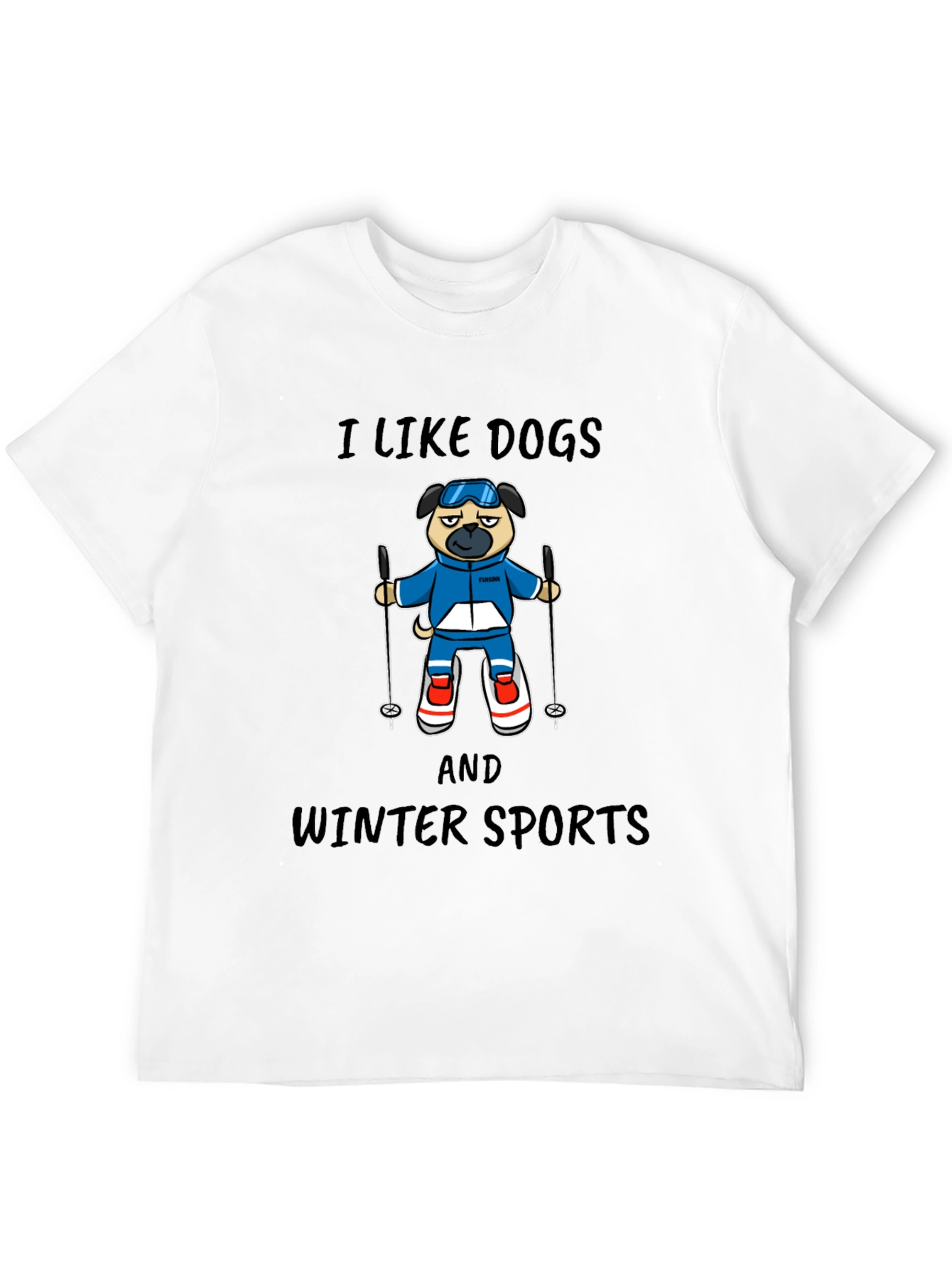 Black I Like Dogs and Winter Sports T-Shirt view 12