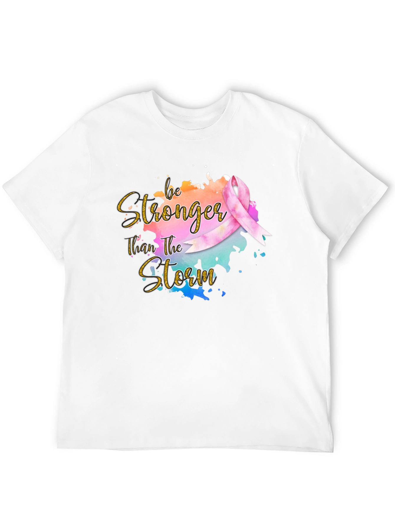Black Be Stronger Than The Storm Ribbon T-Shirt view 12