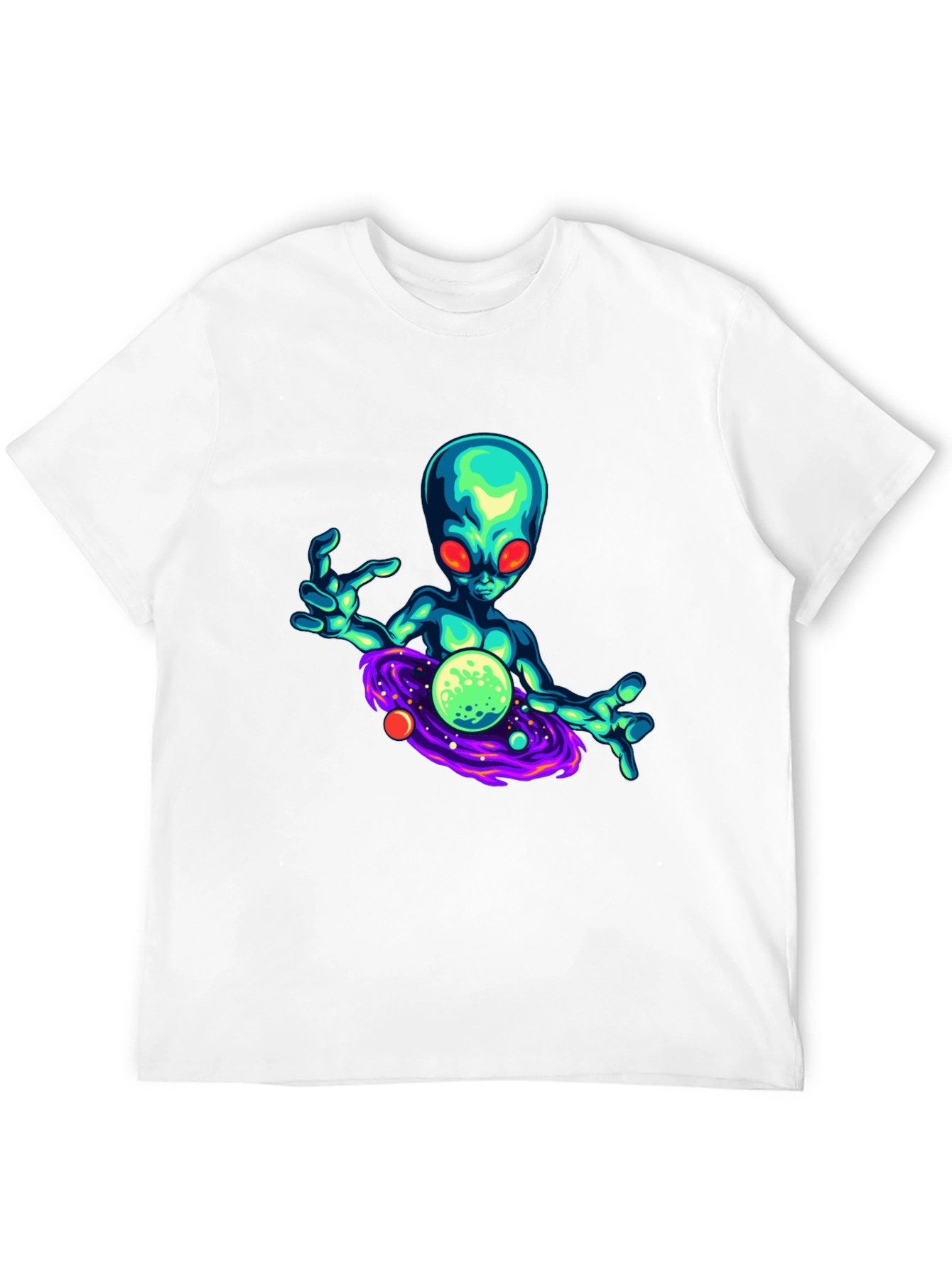 Black Alien Galaxy Graphic T-Shirt - Black view 12