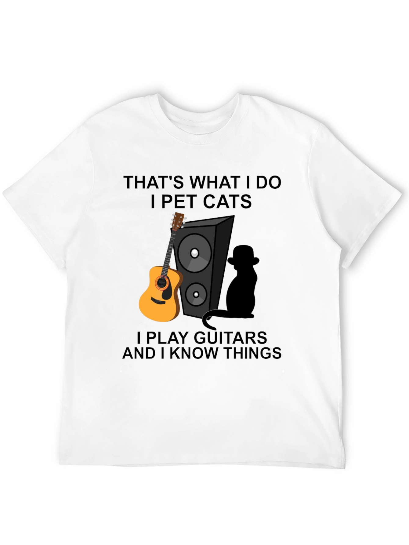 Black That's What I Do Funny Cat & Guitar T-Shirt view 12