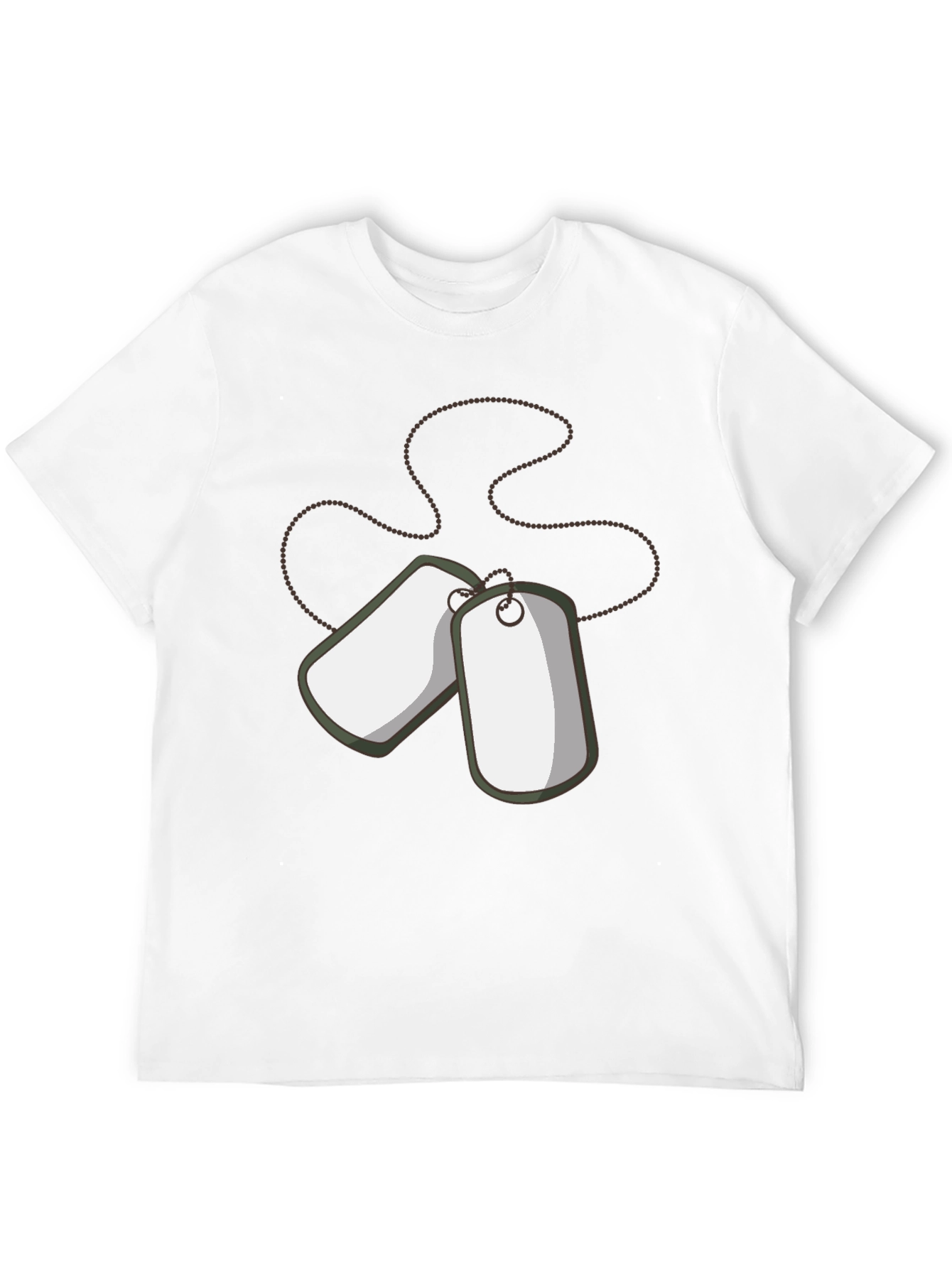 Black Dog Tag Graphic Tee - Military Style Cotton T-Shirt view 12